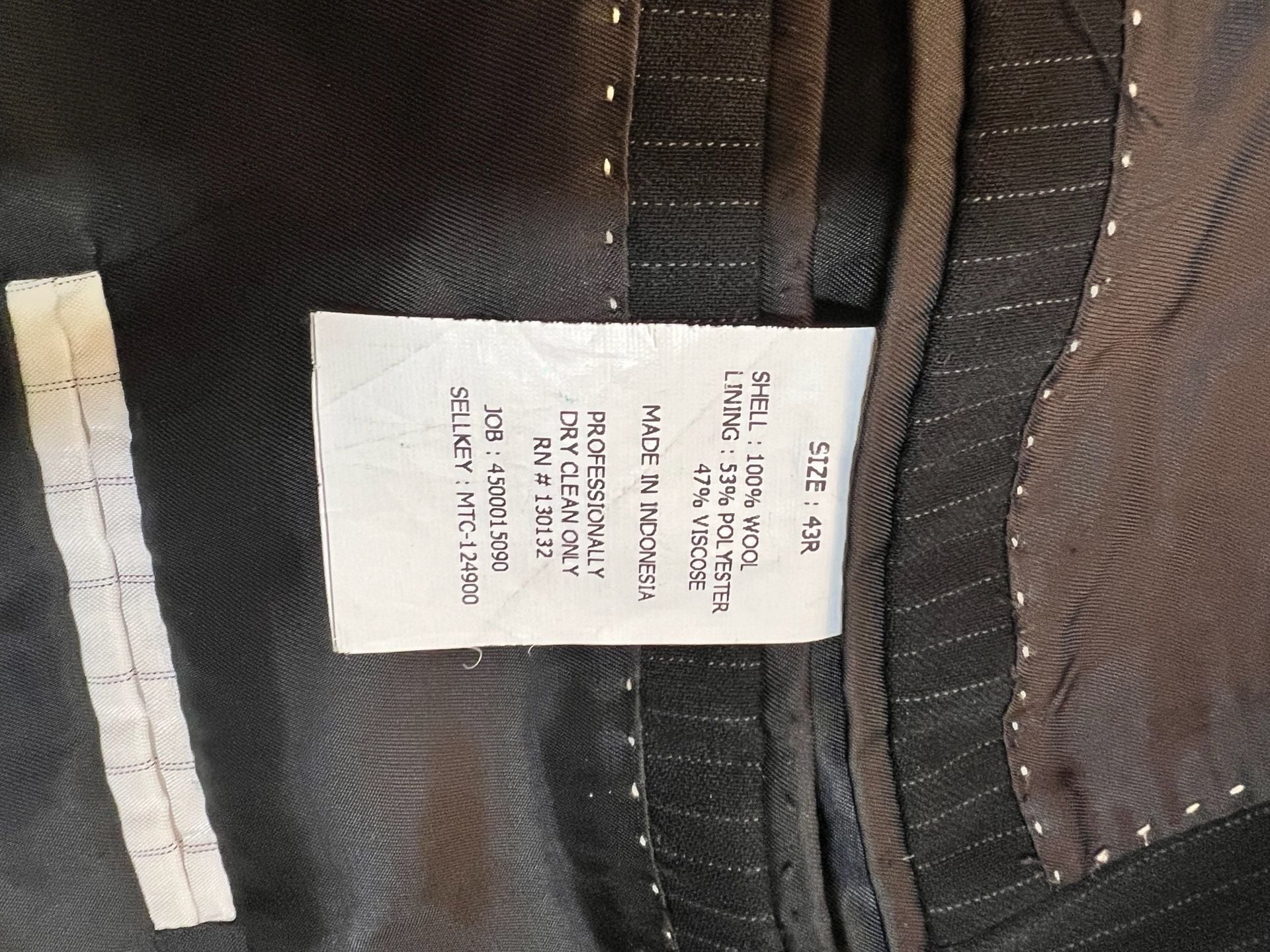 Murano Collezione Men's Black Pinstripe Two-Button Blazer Jacket 43R 6