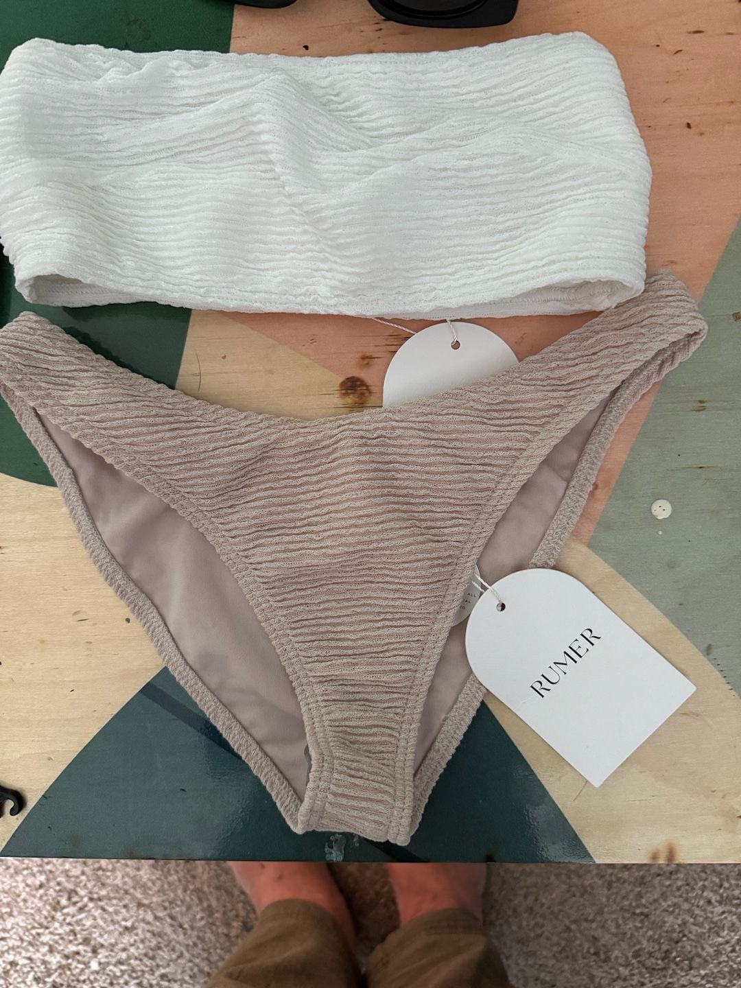 RUMER Ribbed Thong Bikini Bottom and two tops Set 9