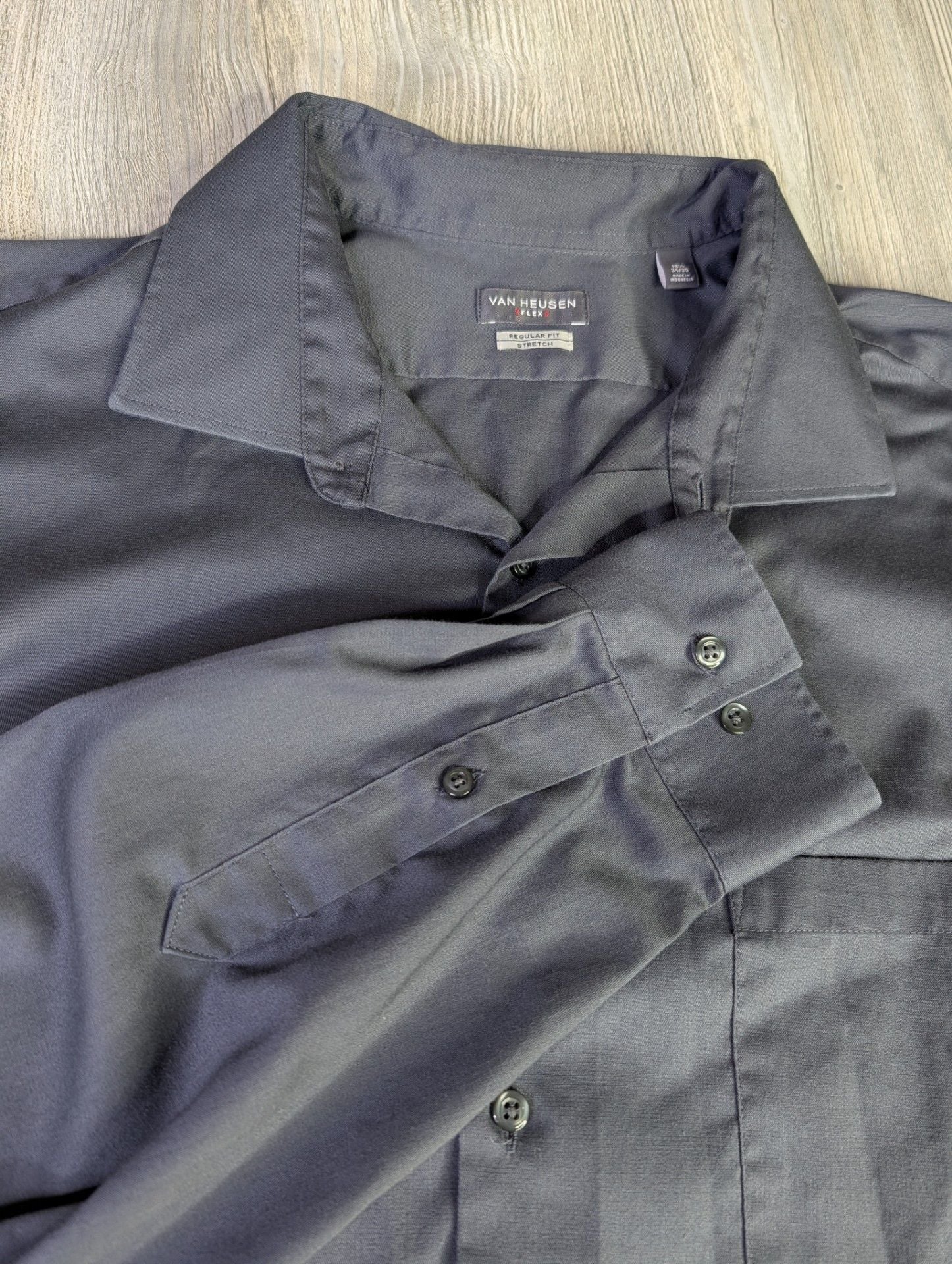 Van Heusen Flex Regular Fit Stretch Long Sleeve Dress Shirt, Size 18.5 34/35 2