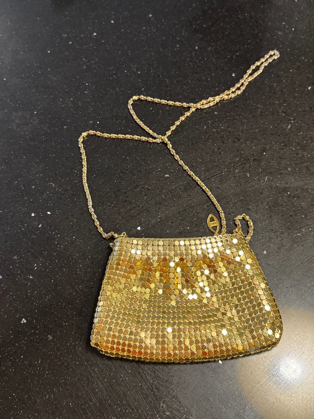 Vintage Gold Metal Mesh Evening Shoulder Bag with Chain Strap 2