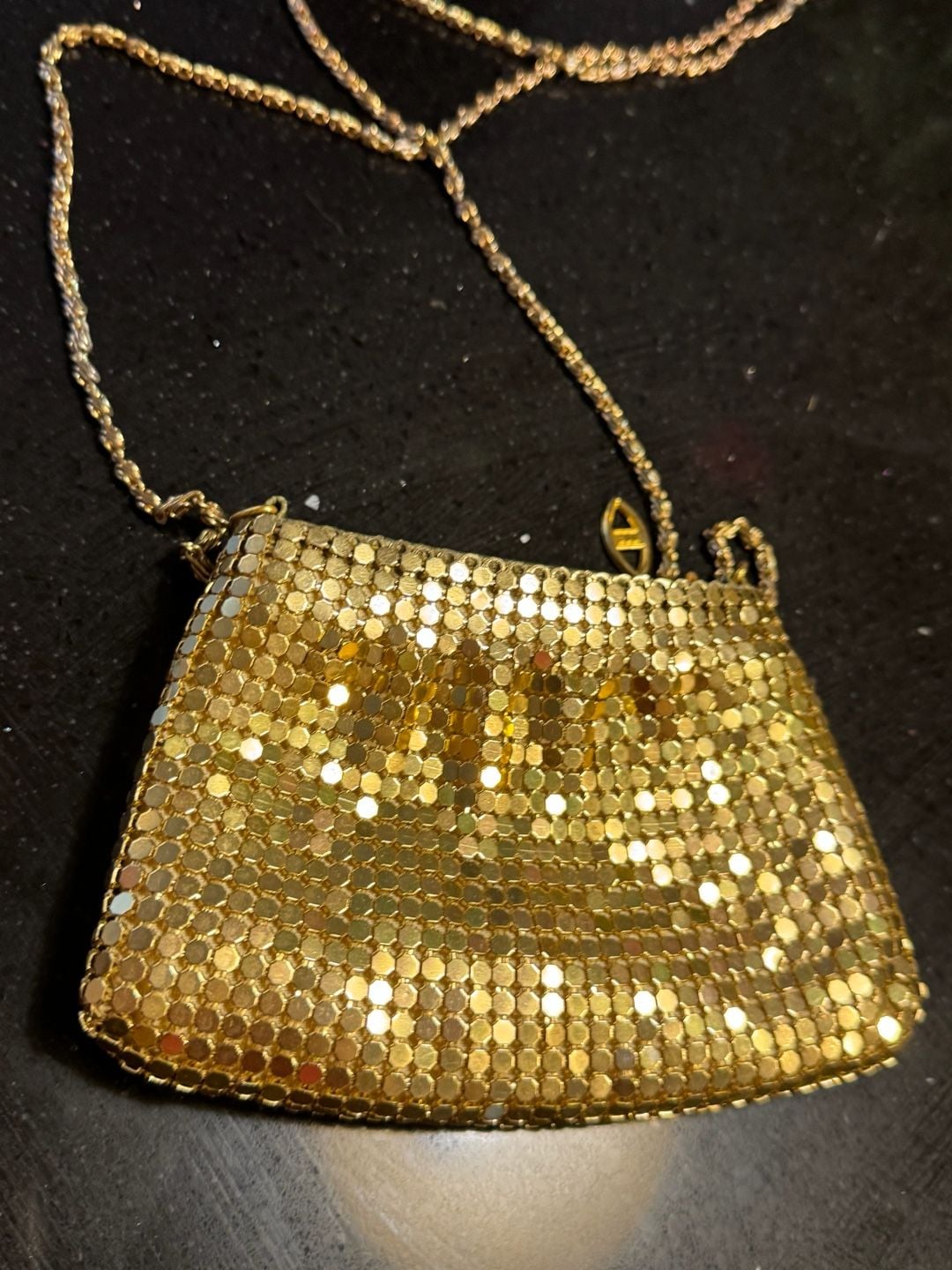 Vintage Gold Metal Mesh Evening Shoulder Bag with Chain Strap 3