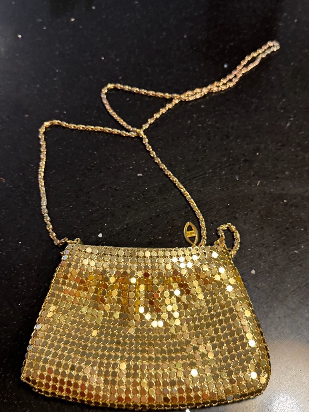 Vintage Gold Metal Mesh Evening Shoulder Bag with Chain Strap 4