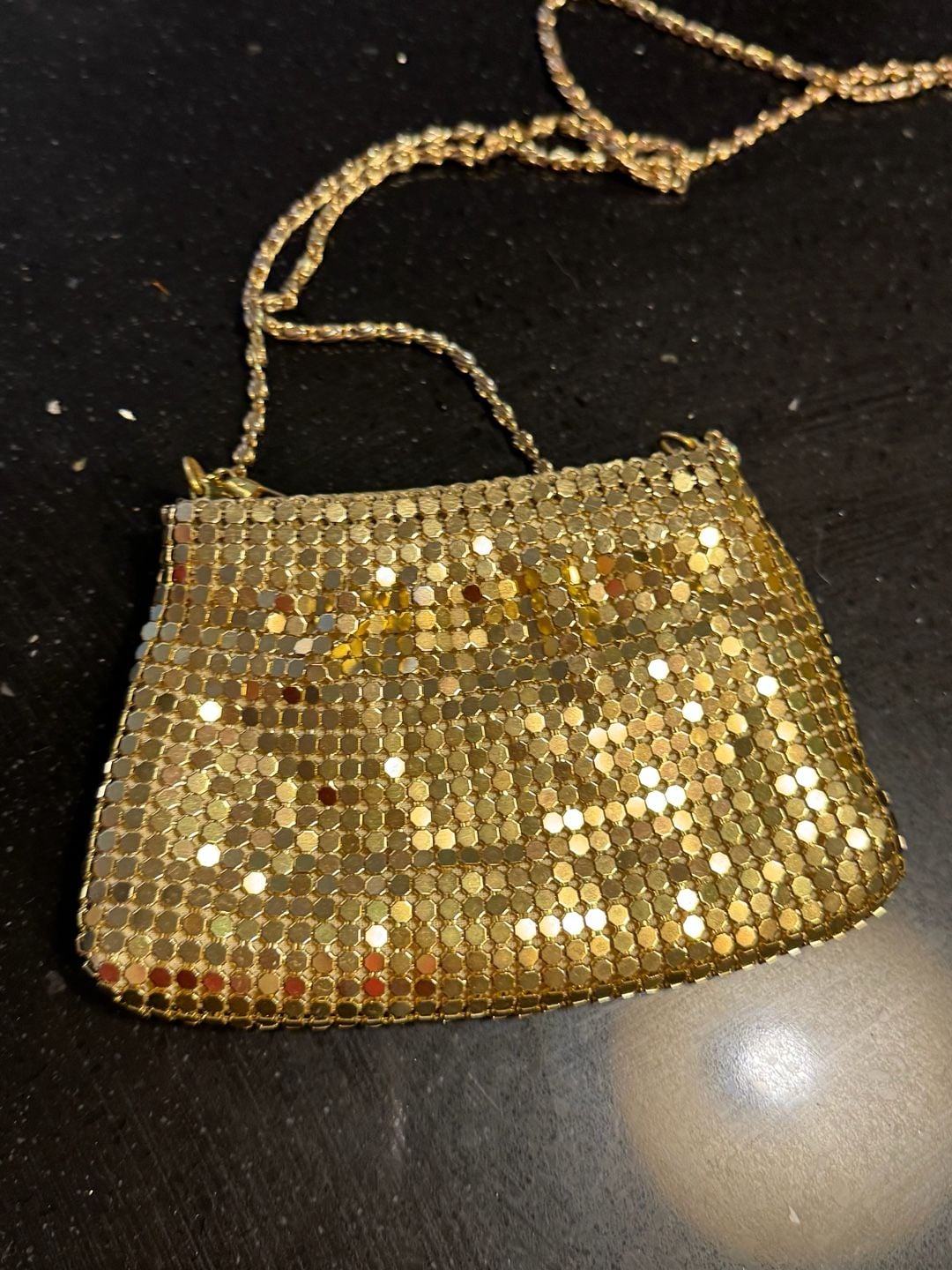 Vintage Gold Metal Mesh Evening Shoulder Bag with Chain Strap 5