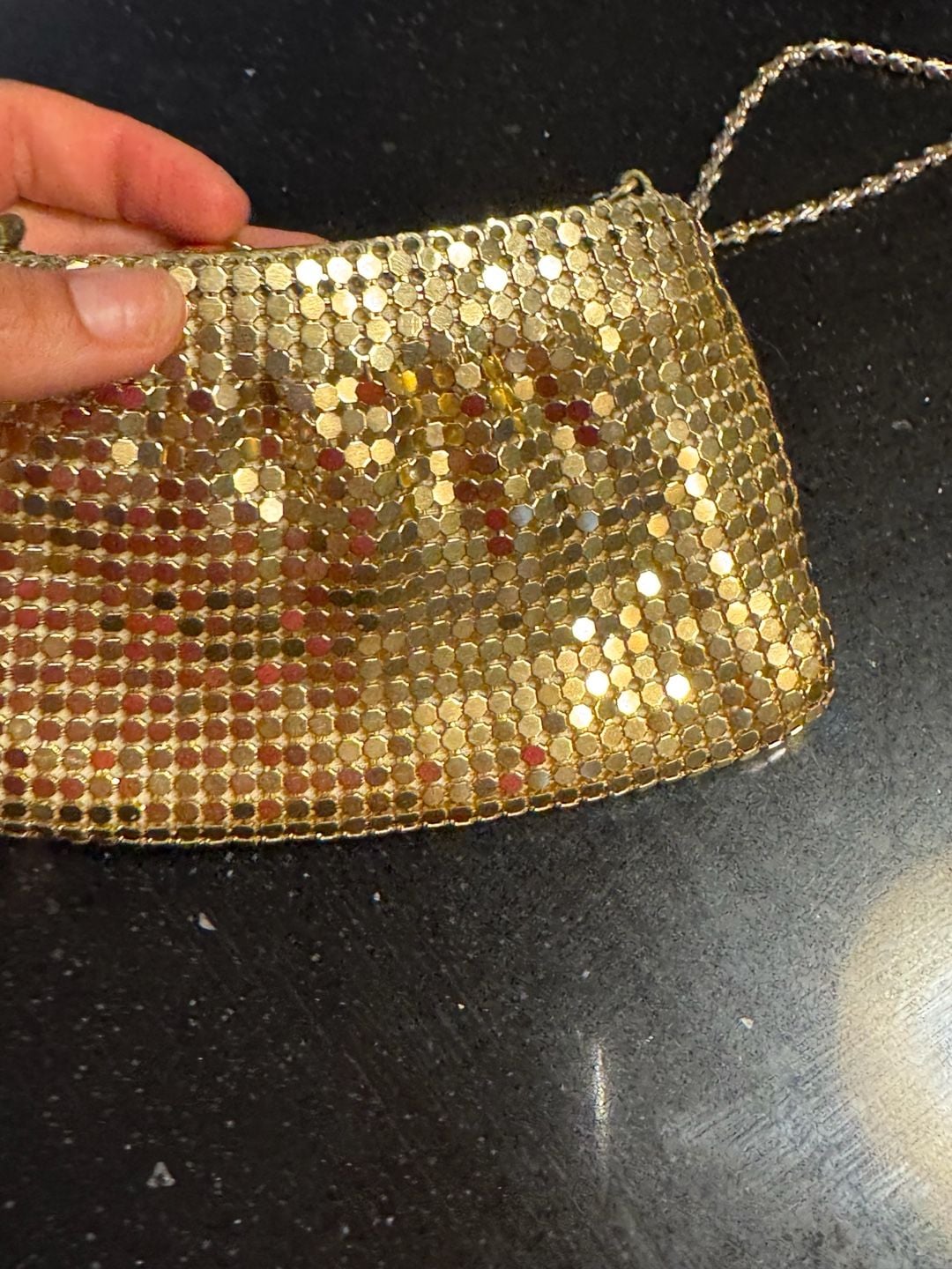 Vintage Gold Metal Mesh Evening Shoulder Bag with Chain Strap 7