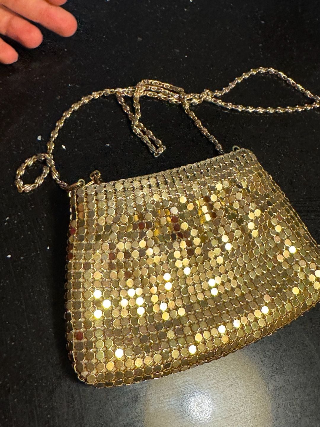 Vintage Gold Metal Mesh Evening Shoulder Bag with Chain Strap 8