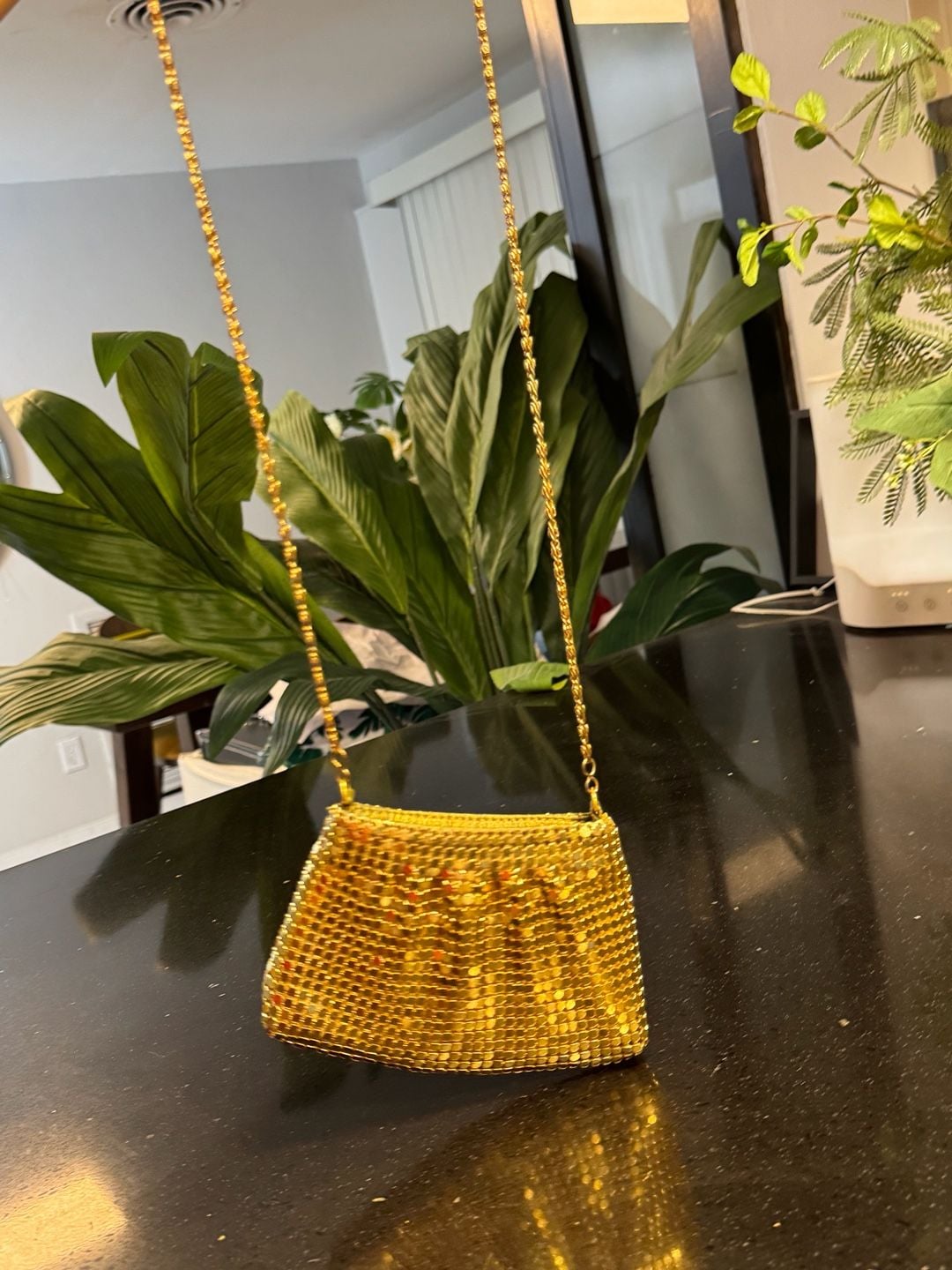 Vintage Gold Metal Mesh Evening Shoulder Bag with Chain Strap 9