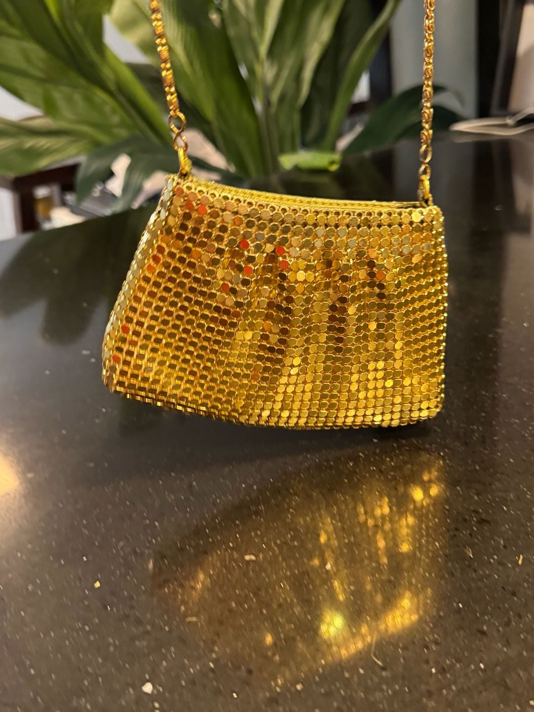 Vintage Gold Metal Mesh Evening Shoulder Bag with Chain Strap 10