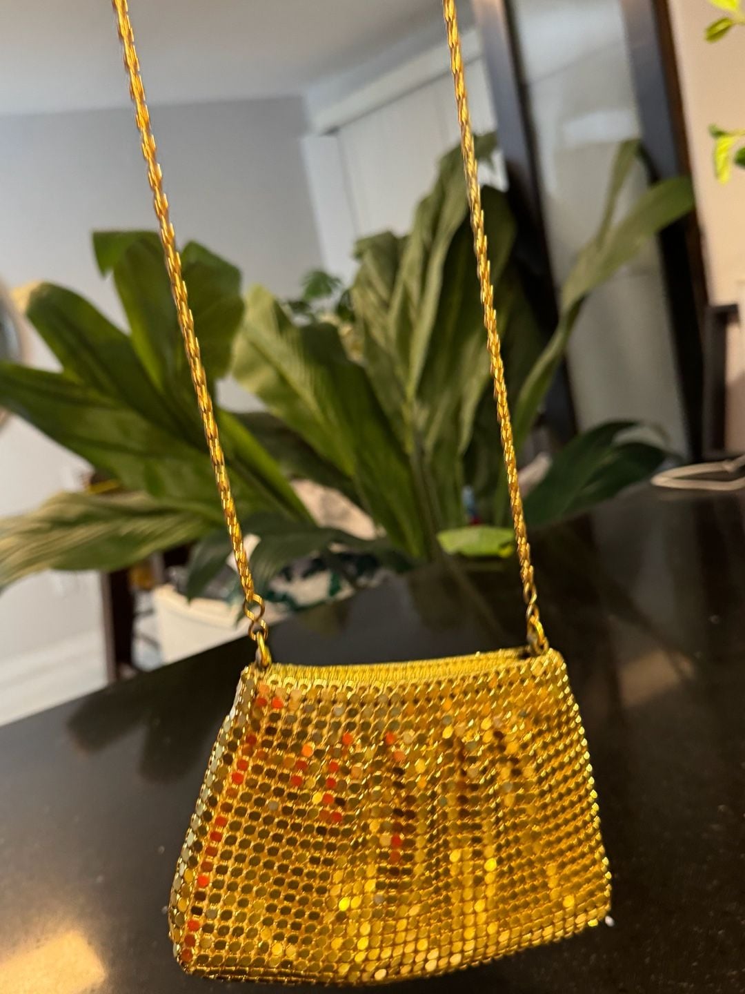Vintage Gold Metal Mesh Evening Shoulder Bag with Chain Strap 12