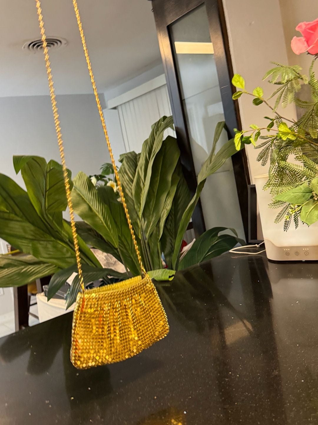 Vintage Gold Metal Mesh Evening Shoulder Bag with Chain Strap 13