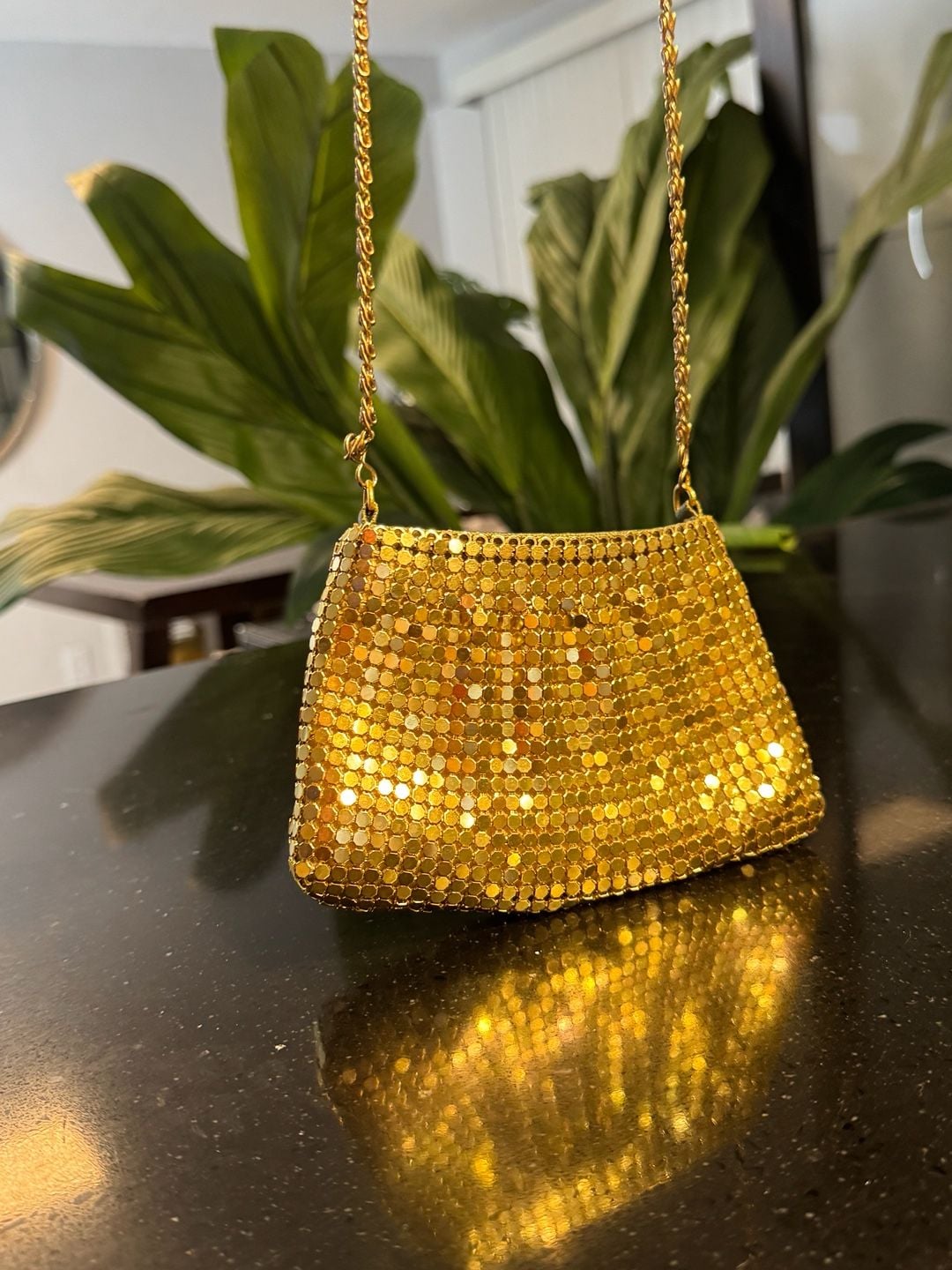 Vintage Gold Metal Mesh Evening Shoulder Bag with Chain Strap 15