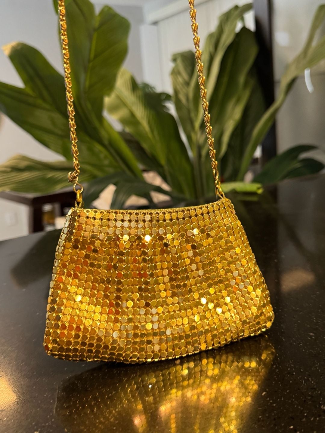 Vintage Gold Metal Mesh Evening Shoulder Bag with Chain Strap 16