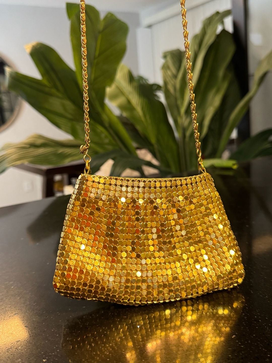 Vintage Gold Metal Mesh Evening Shoulder Bag with Chain Strap 17