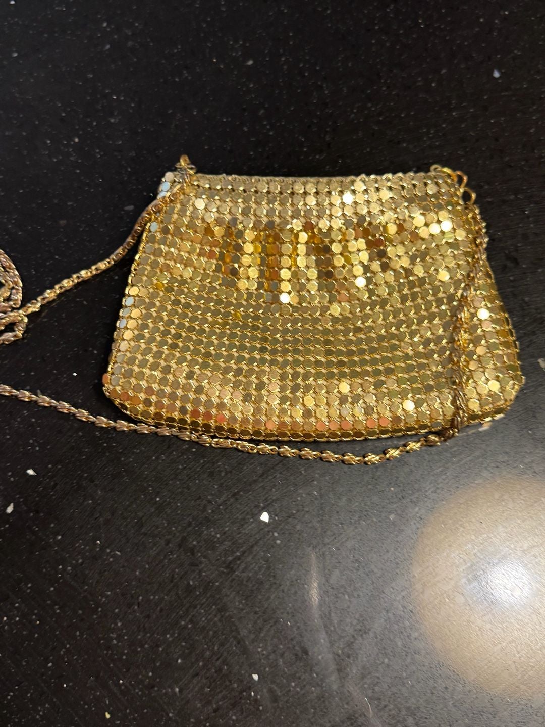 Vintage Gold Metal Mesh Evening Shoulder Bag with Chain Strap 18