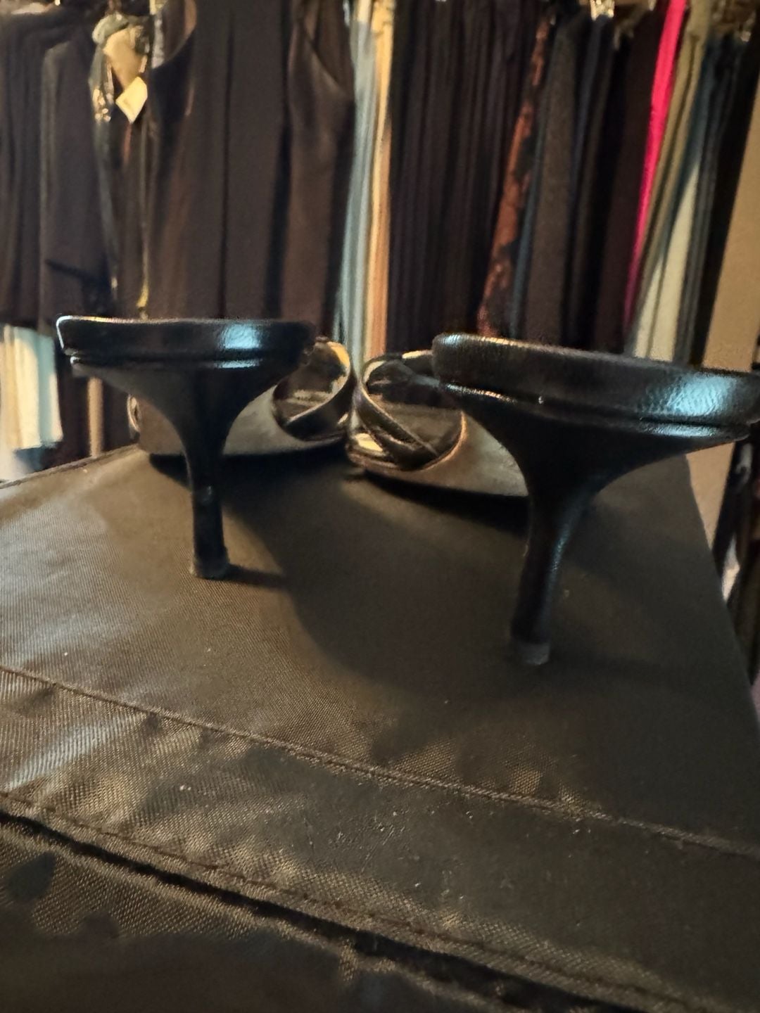 Jimmy Choo Vintage Black Leather Strappy Kitten Heel Mules 3