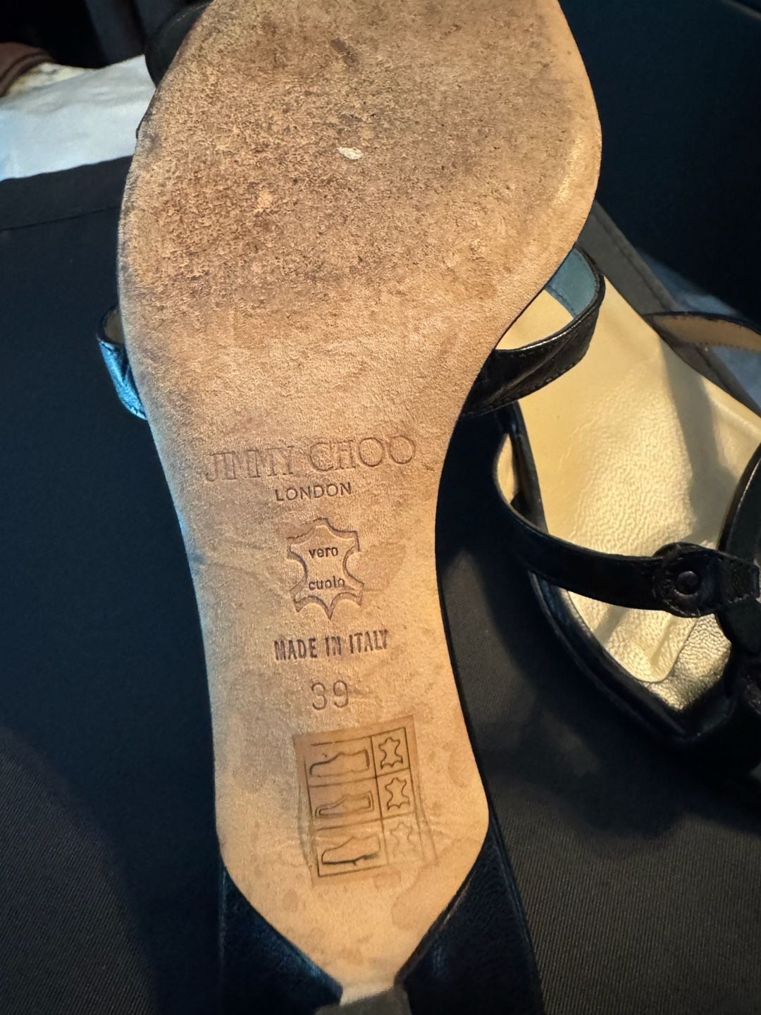 Jimmy Choo Vintage Black Leather Strappy Kitten Heel Mules 4
