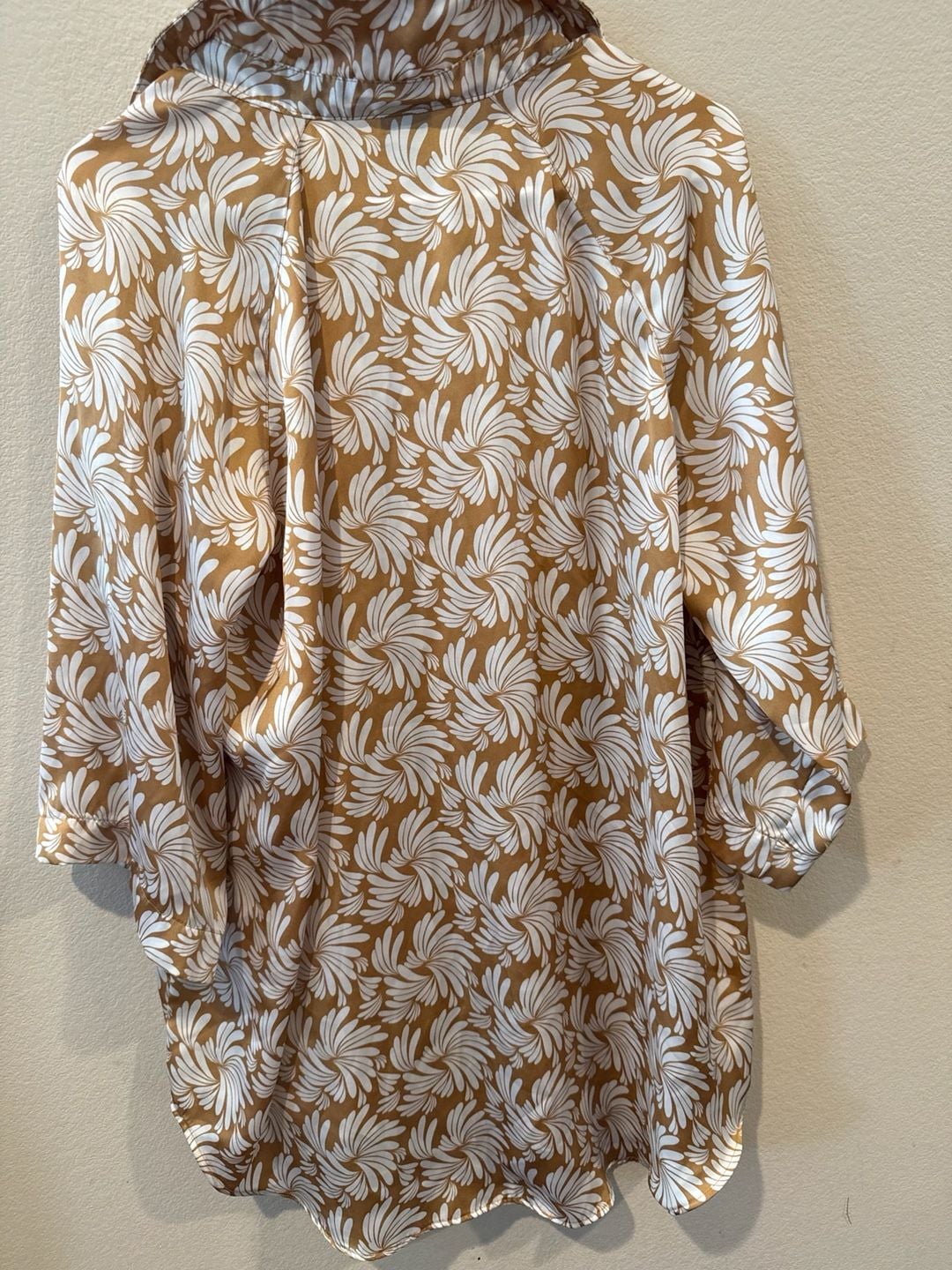 Worthington Vintage Women's Brown and White Swirl Floral AOP Blouse Sz.XL 4