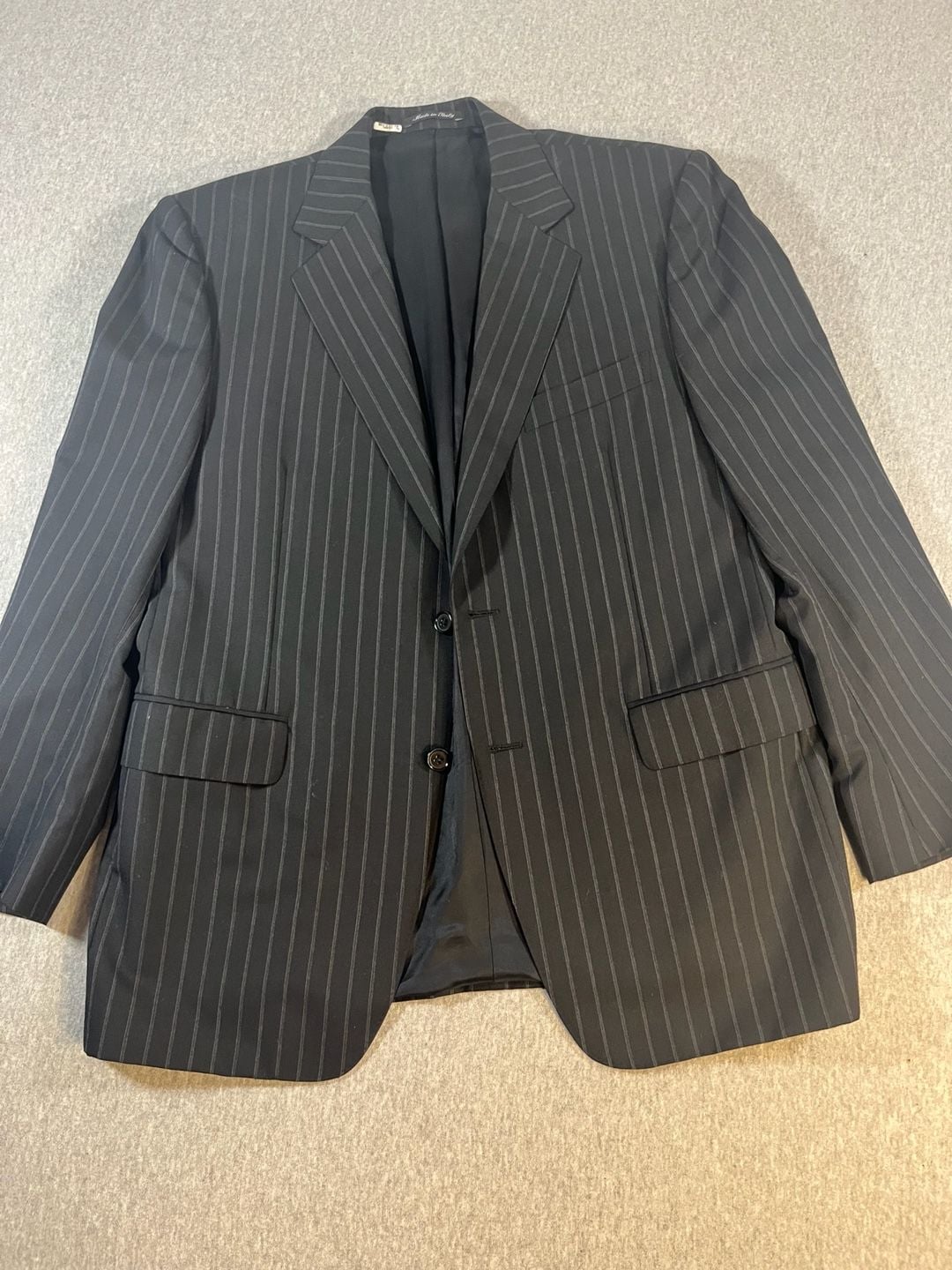 Canali Men's Striped 100% Wool Black Suit Jacket Blazer Made in Italy Size 40R 1