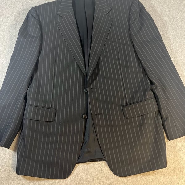 Canali Men's Striped 100% Wool Black Suit Jacket Blazer Made in Italy Size 40R
