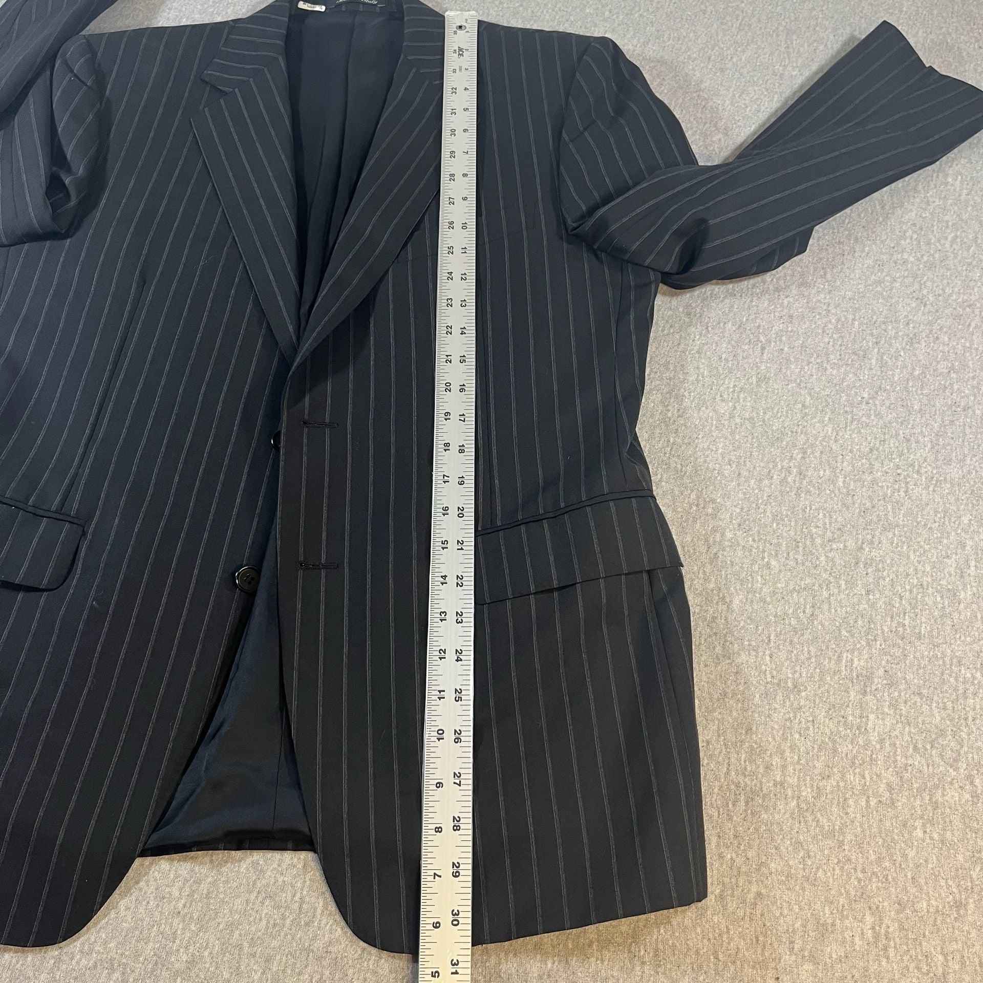 Canali Men's Striped 100% Wool Black Suit Jacket Blazer Made in Italy Size 40R 3
