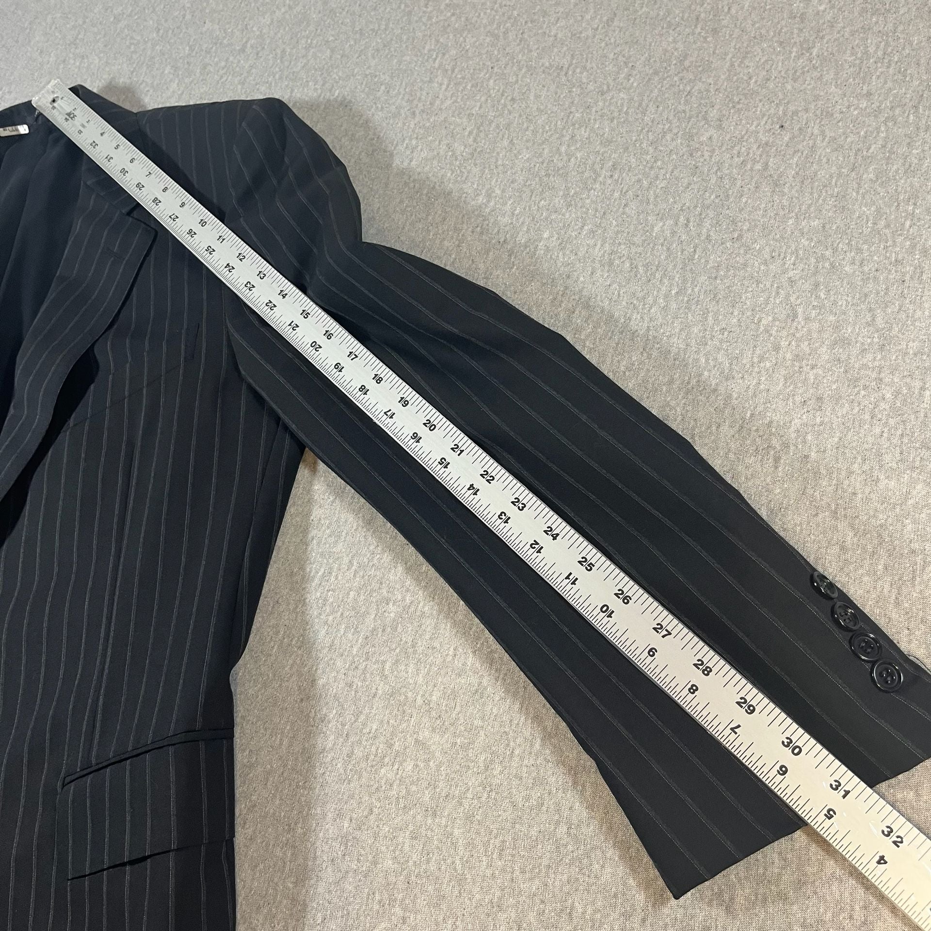 Canali Men's Striped 100% Wool Black Suit Jacket Blazer Made in Italy Size 40R 4