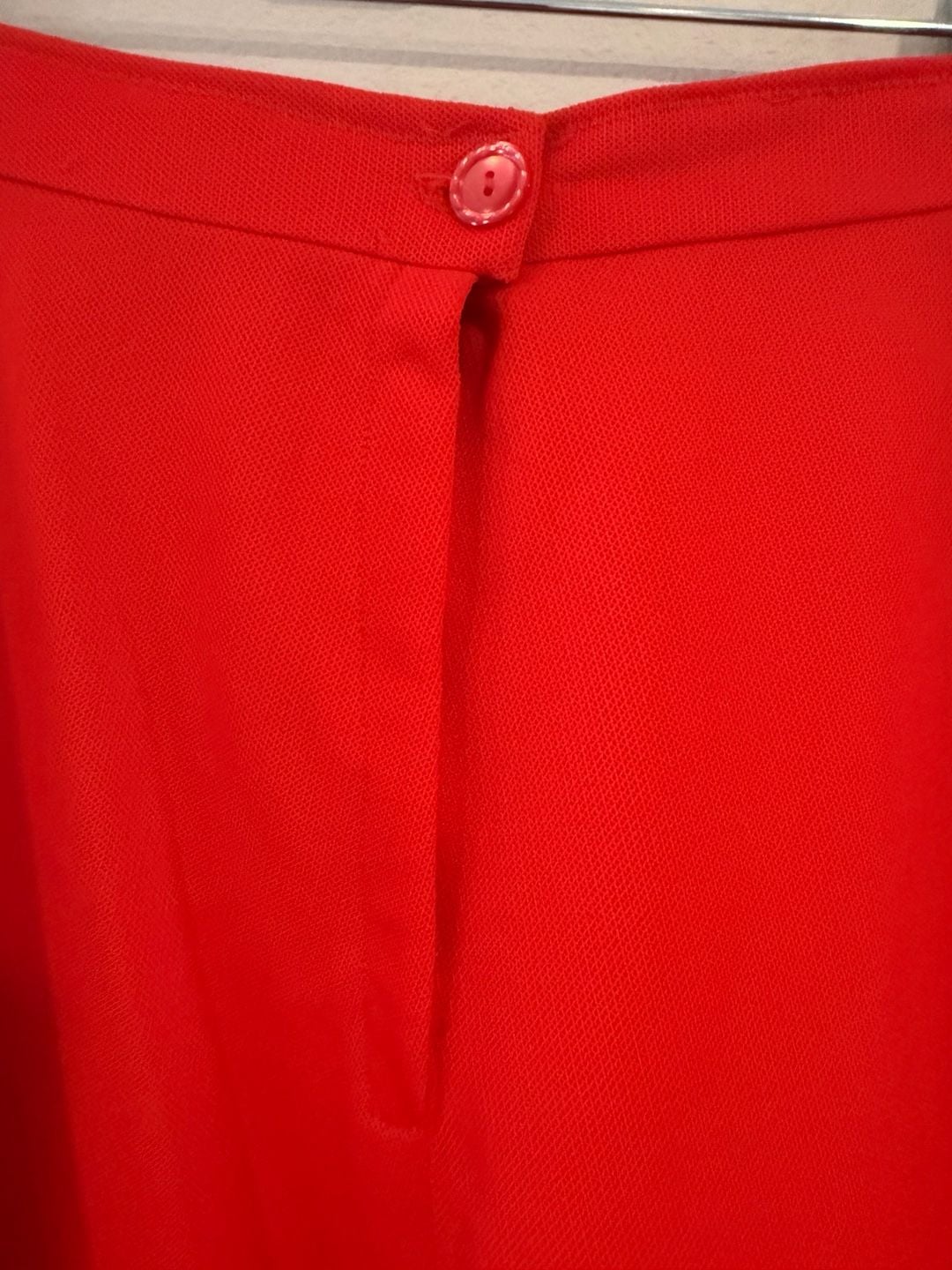 Red Flared Maxi Skirt with Rhinestone Embellished Hem Vintage W.15-16 Sz.S 6