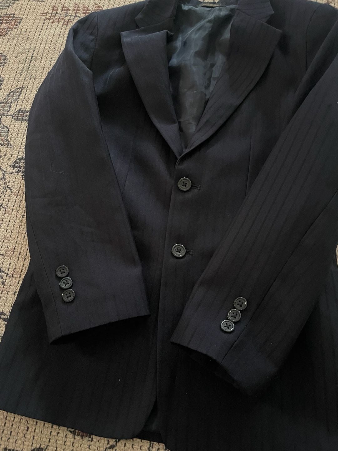 Arrow USA 1851 Black Pinstripe Two-Button Blazer 6
