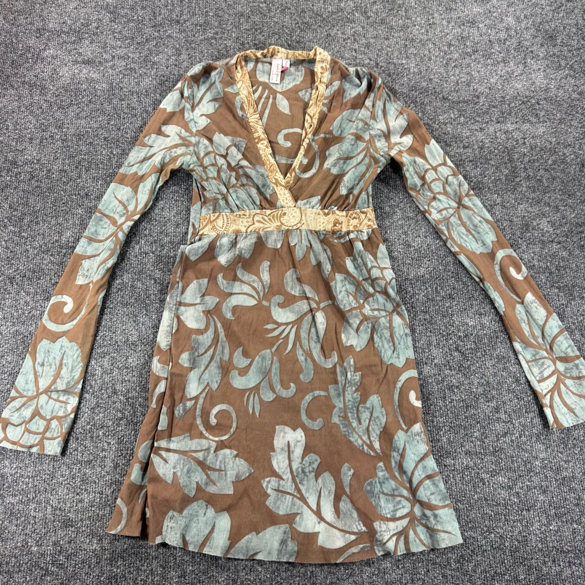 Sweet Pea by Stacy Frati Floral Print Long Sleeve Y2K Empire Waist Mini Dress 2