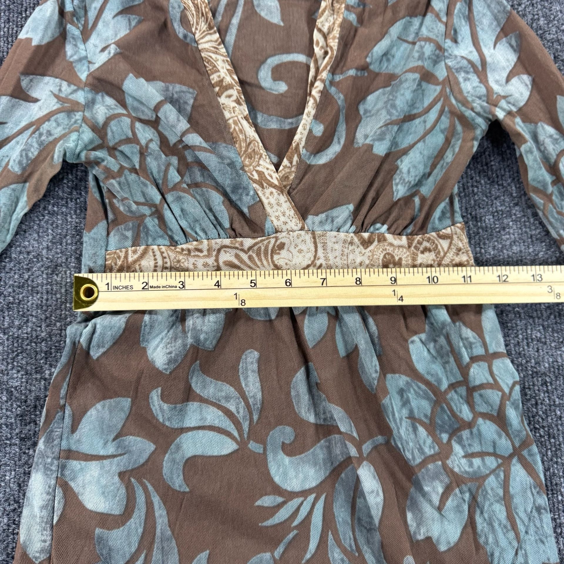 Sweet Pea by Stacy Frati Floral Print Long Sleeve Y2K Empire Waist Mini Dress 6