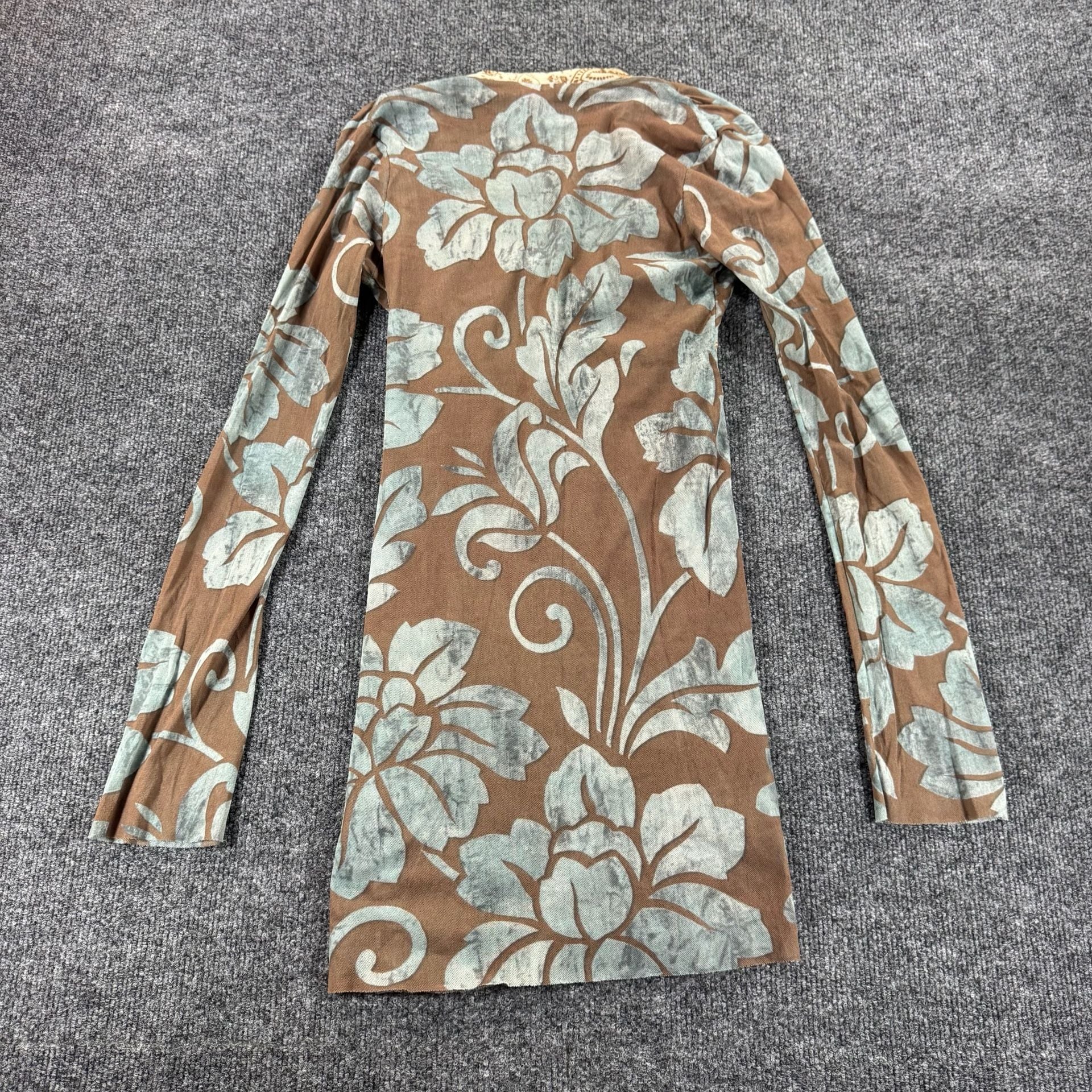 Sweet Pea by Stacy Frati Floral Print Long Sleeve Y2K Empire Waist Mini Dress 10