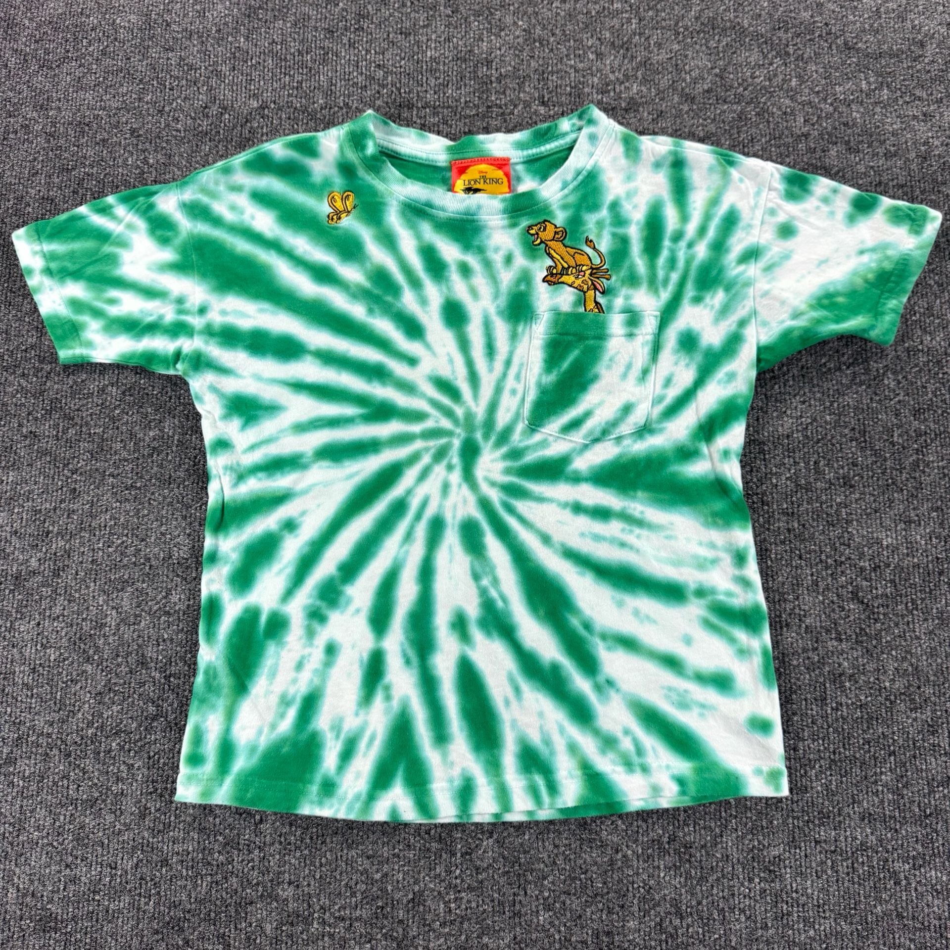 Disney The Lion King Green Tie Dye Embroidered Simba Pocket T-Shirt 2