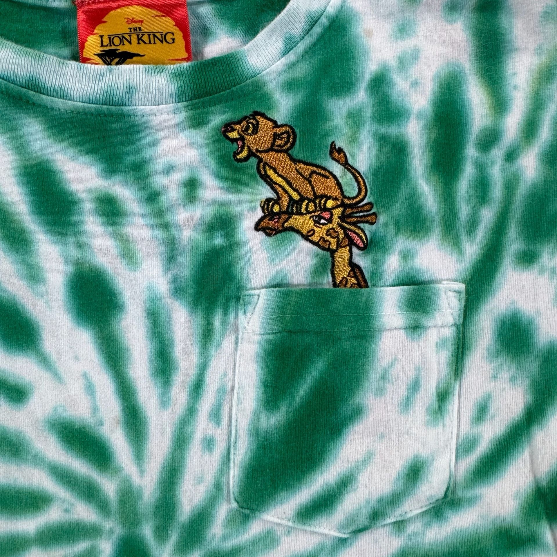 Disney The Lion King Green Tie Dye Embroidered Simba Pocket T-Shirt 3