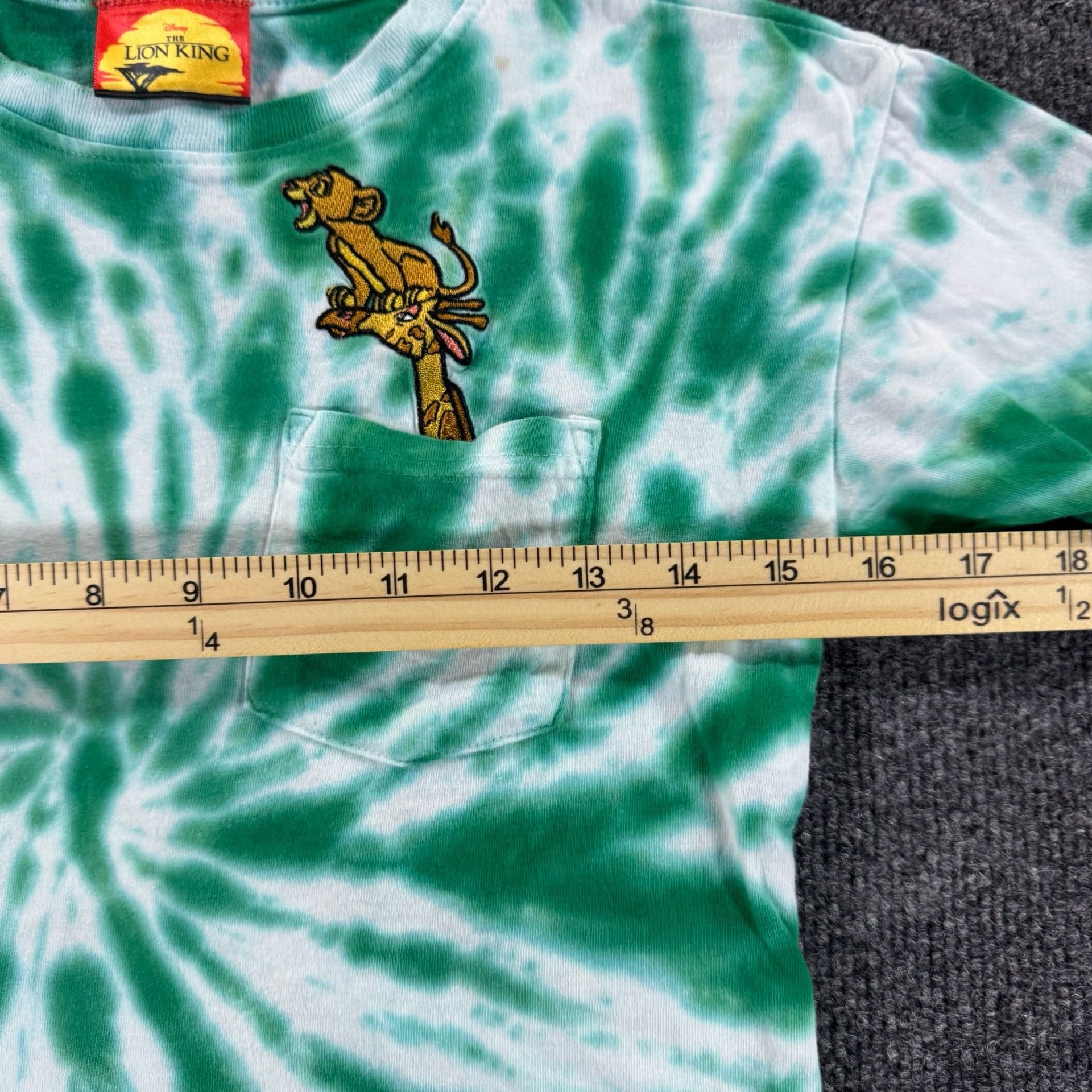 Disney The Lion King Green Tie Dye Embroidered Simba Pocket T-Shirt 4
