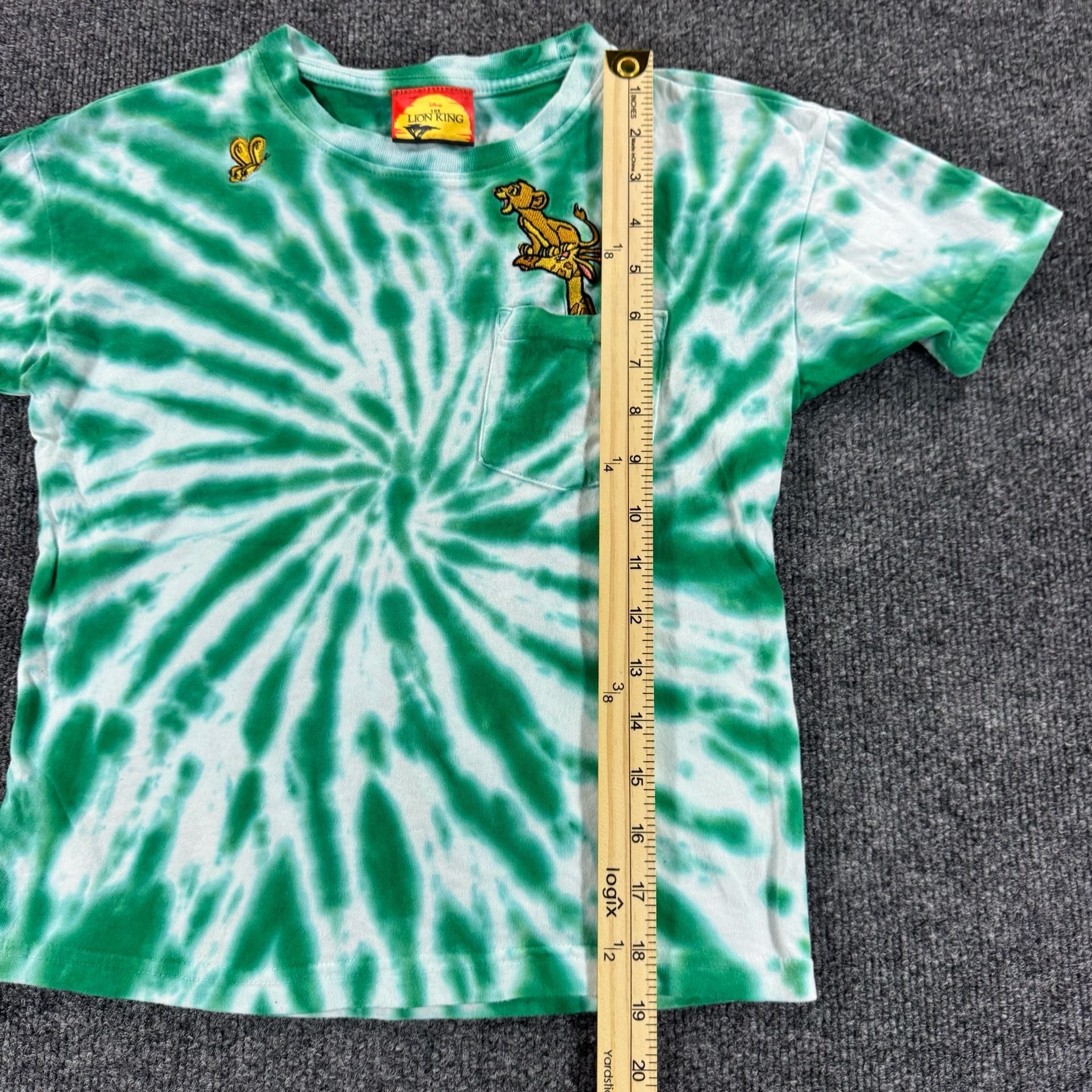 Disney The Lion King Green Tie Dye Embroidered Simba Pocket T-Shirt 10