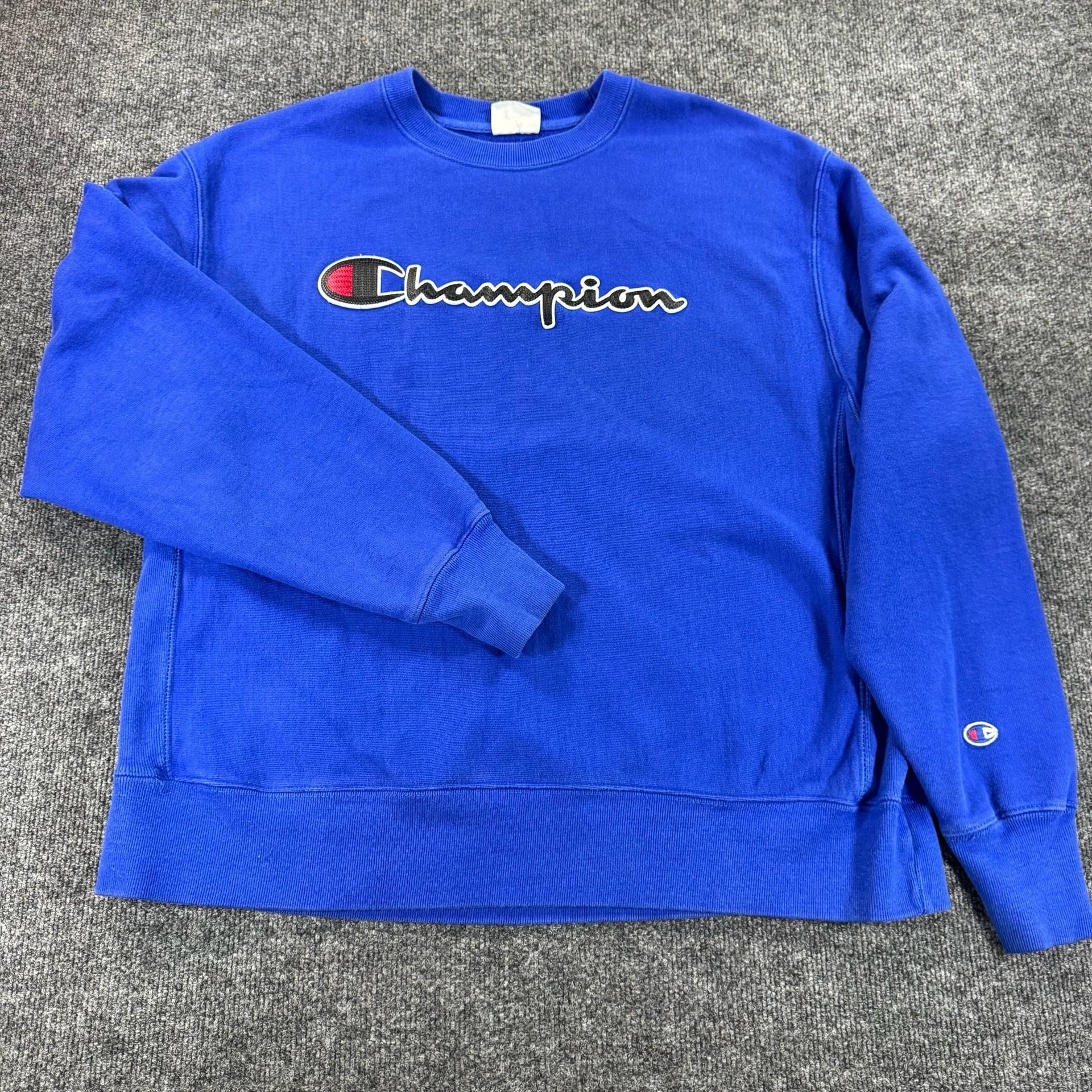Champion Reverse Weave Royal Blue Embroidered Script Logo Crewneck Sweatshirt 2