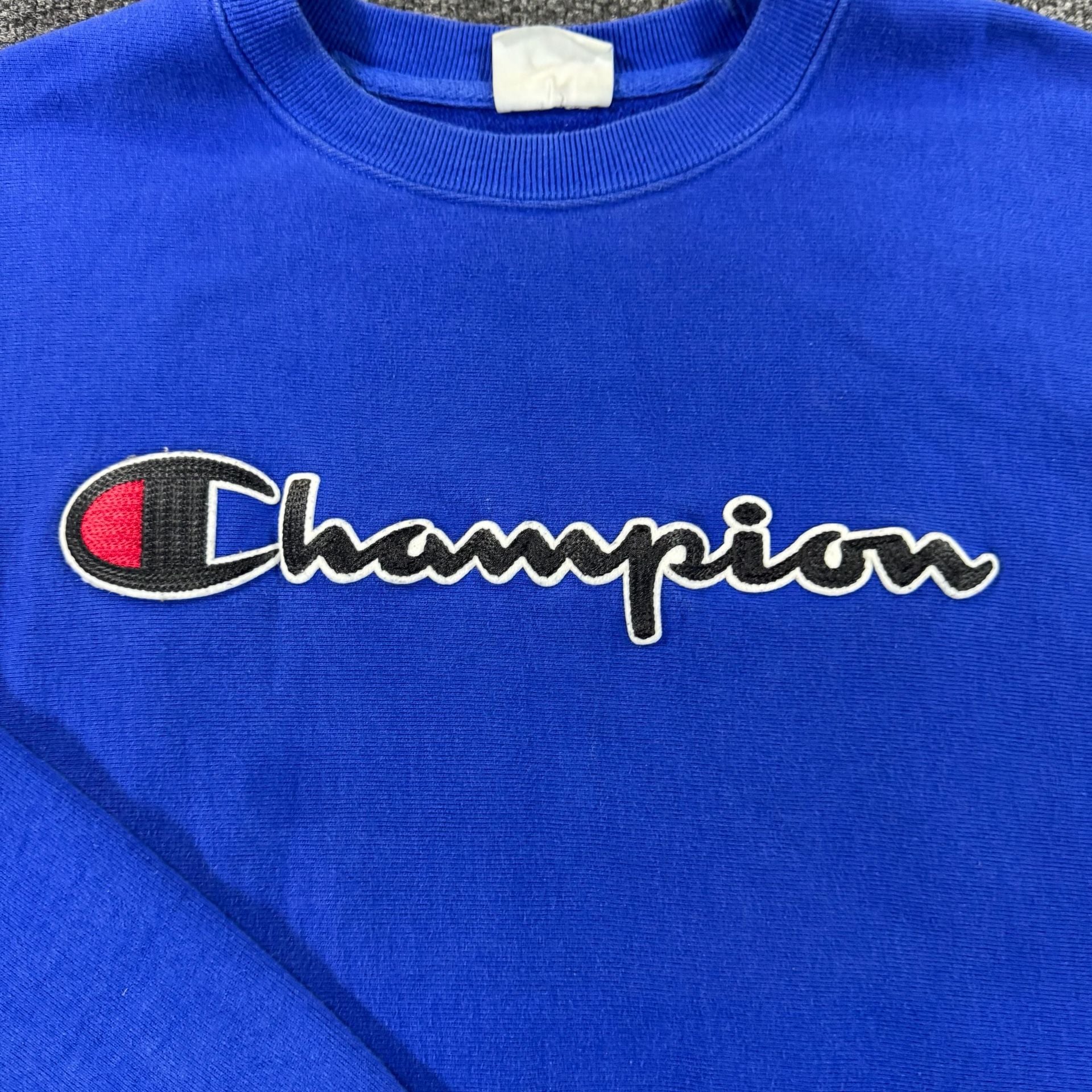 Champion Reverse Weave Royal Blue Embroidered Script Logo Crewneck Sweatshirt 3