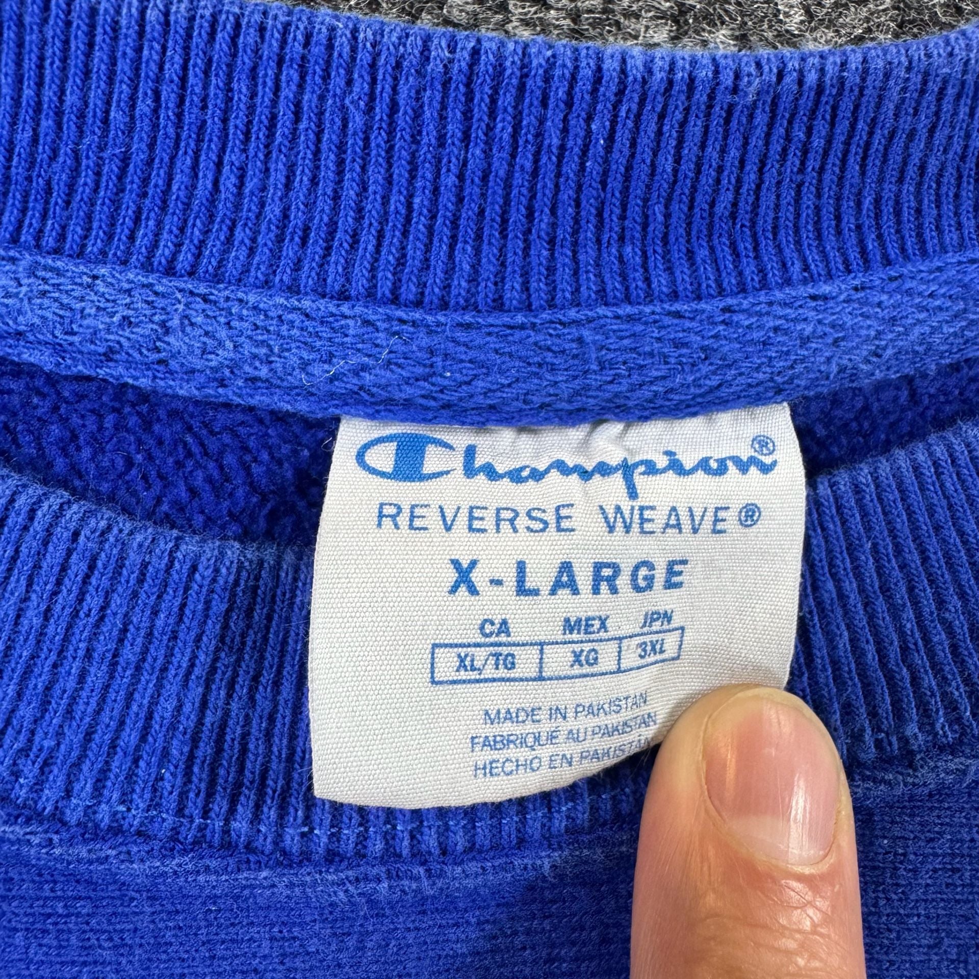 Champion Reverse Weave Royal Blue Embroidered Script Logo Crewneck Sweatshirt 6