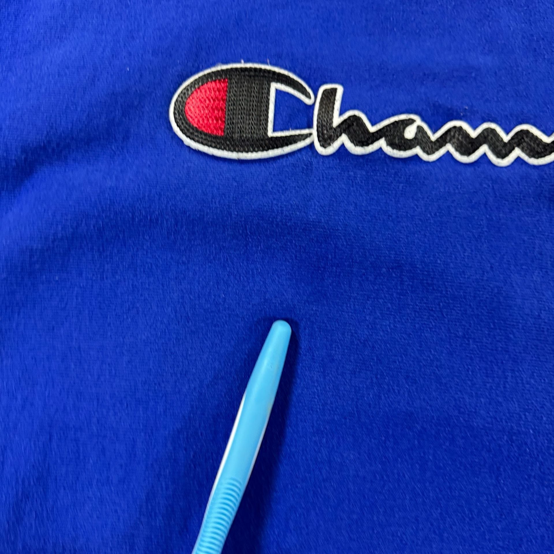 Champion Reverse Weave Royal Blue Embroidered Script Logo Crewneck Sweatshirt 7
