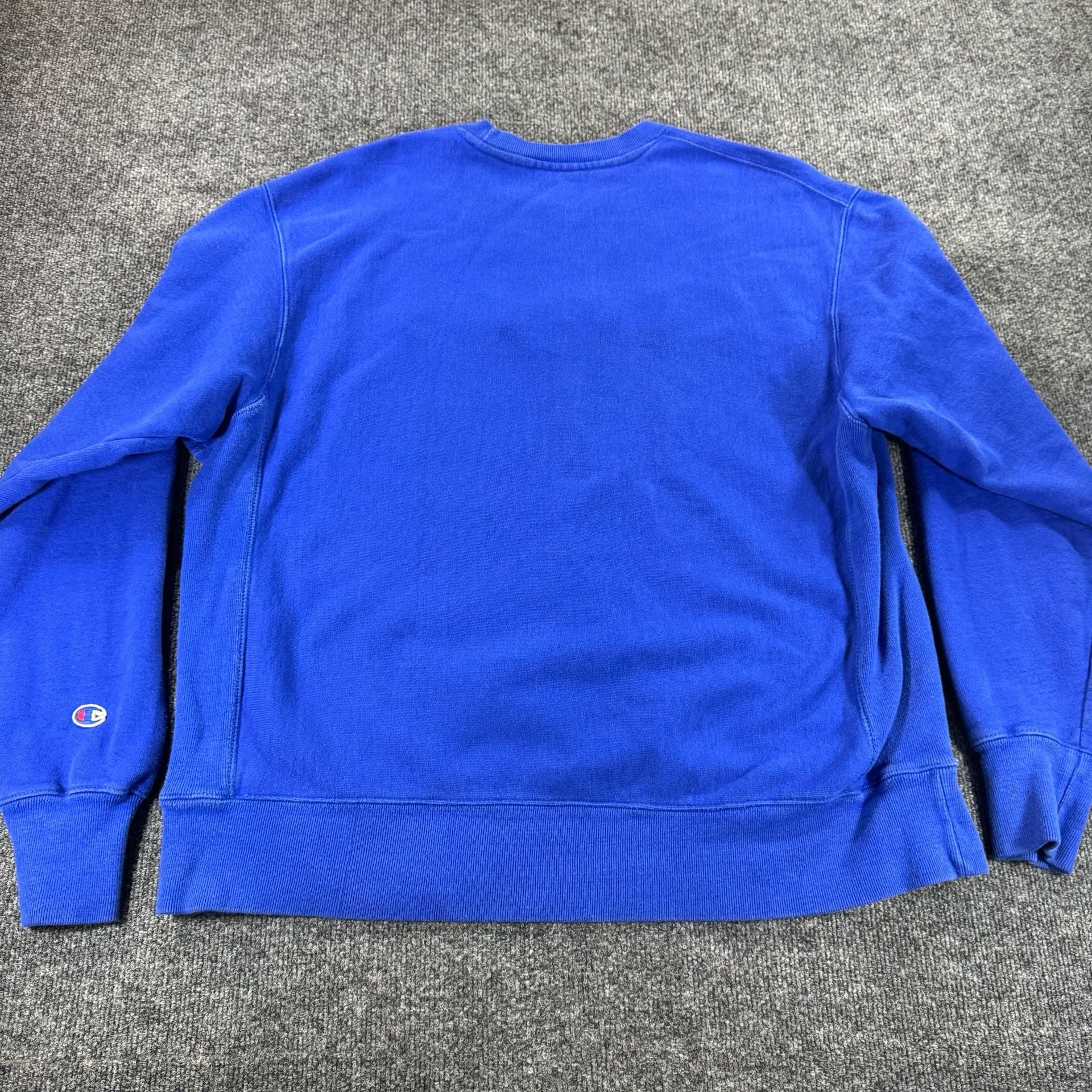 Champion Reverse Weave Royal Blue Embroidered Script Logo Crewneck Sweatshirt 10