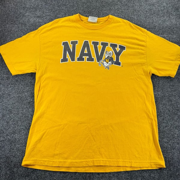Vintage U.S. Navy Bill The Goat Mascot Graphic T-Shirt Yellow
