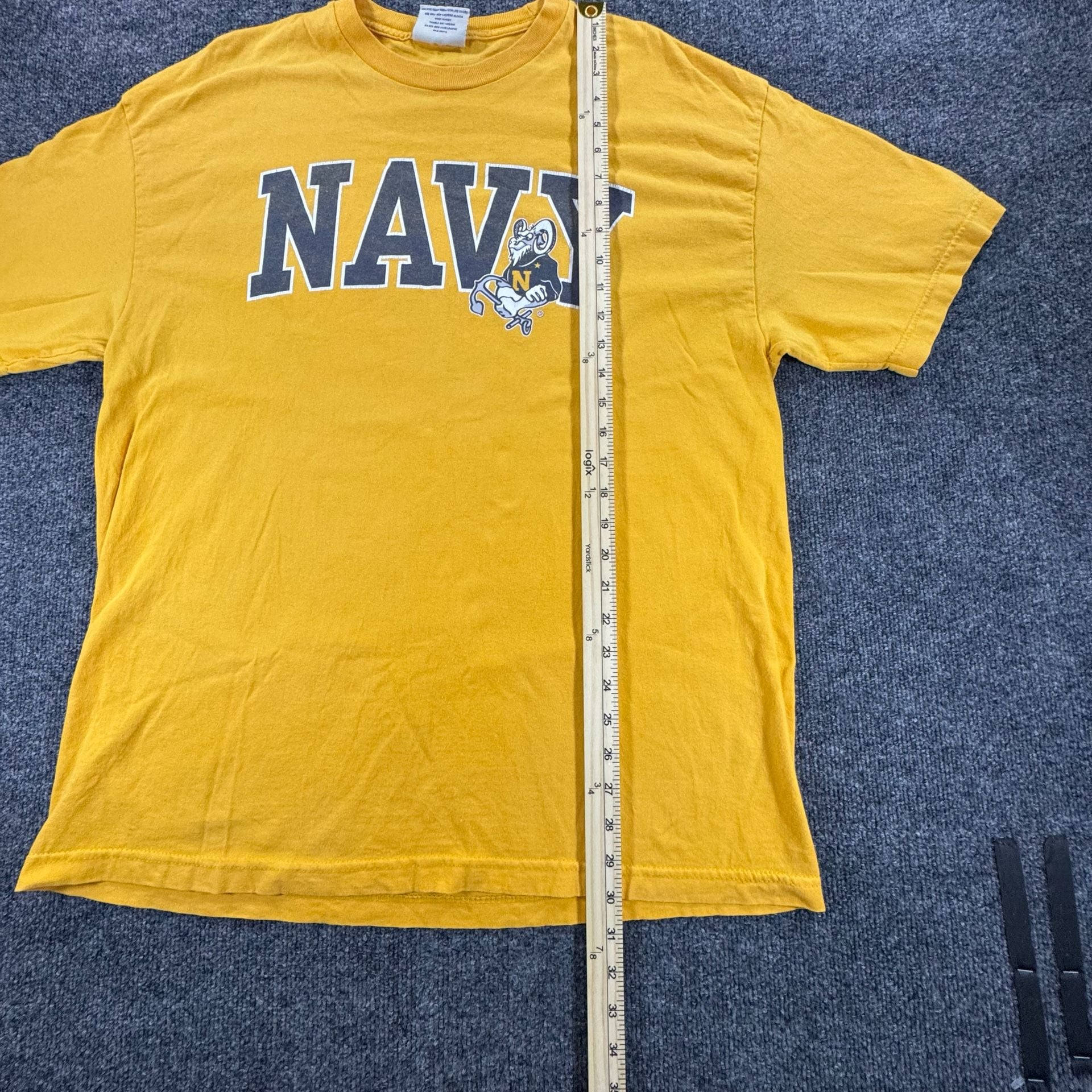 Vintage U.S. Navy Bill The Goat Mascot Graphic T-Shirt Yellow 7