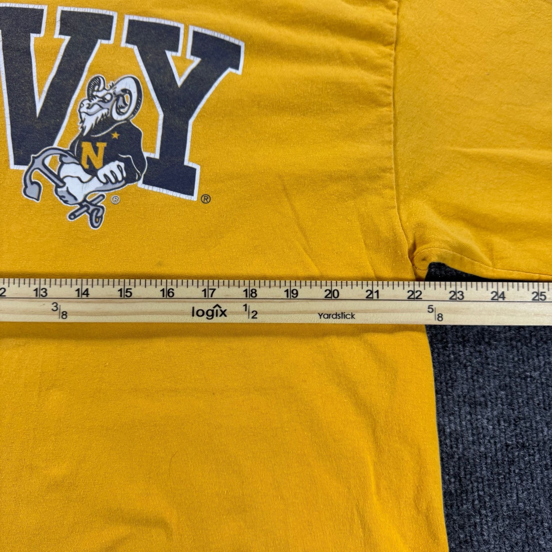 Vintage U.S. Navy Bill The Goat Mascot Graphic T-Shirt Yellow 10