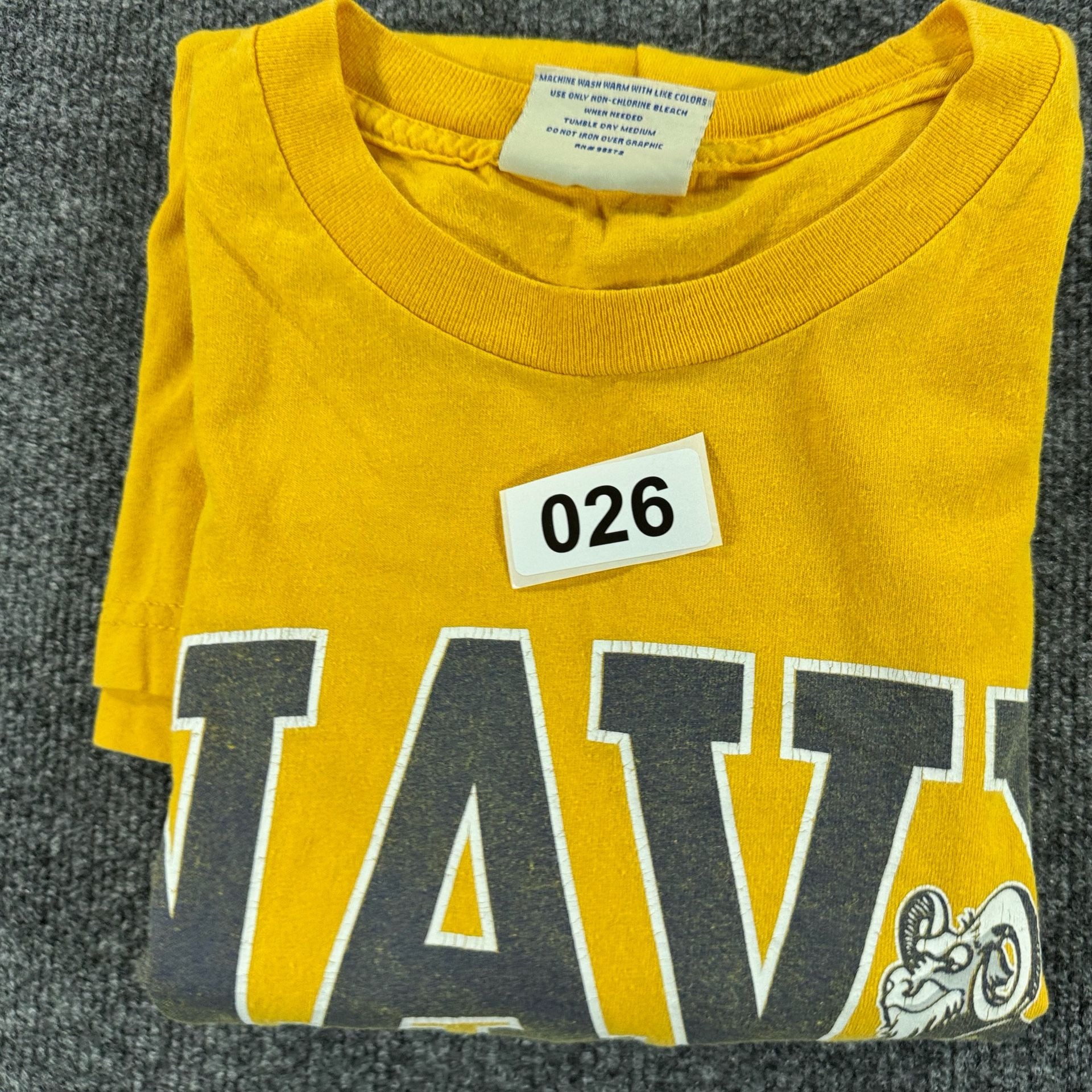 Vintage U.S. Navy Bill The Goat Mascot Graphic T-Shirt Yellow 11