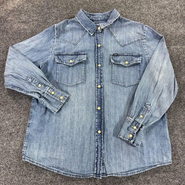 Lee Men's Long Sleeve Western Denim Pearl Snap Shirt