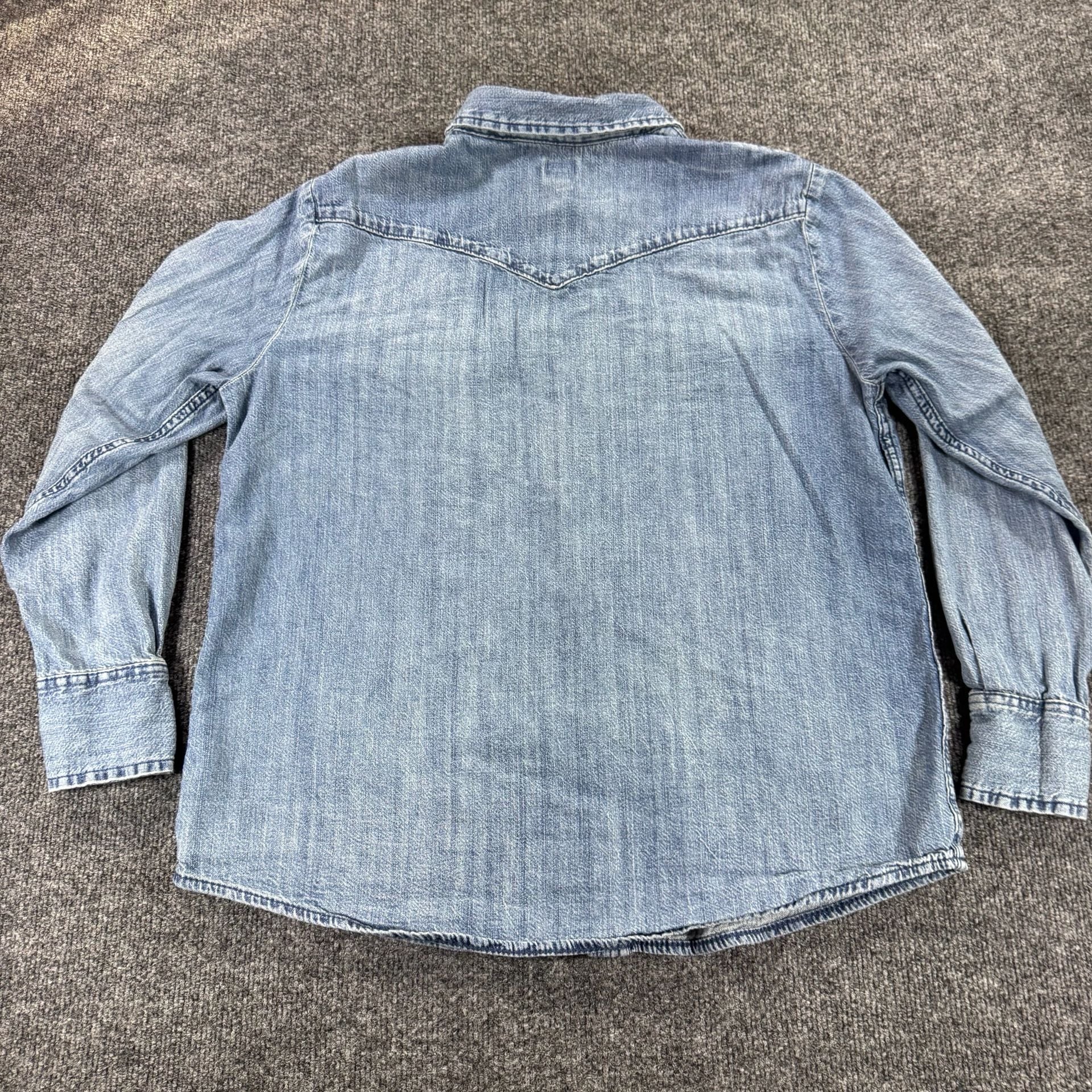 Lee Men's Long Sleeve Western Denim Pearl Snap Shirt 12
