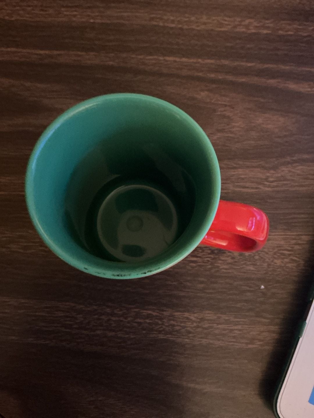 Starbucks Solid Red Ceramic Coffee Mug with Green Interior and Siren Logo 2
