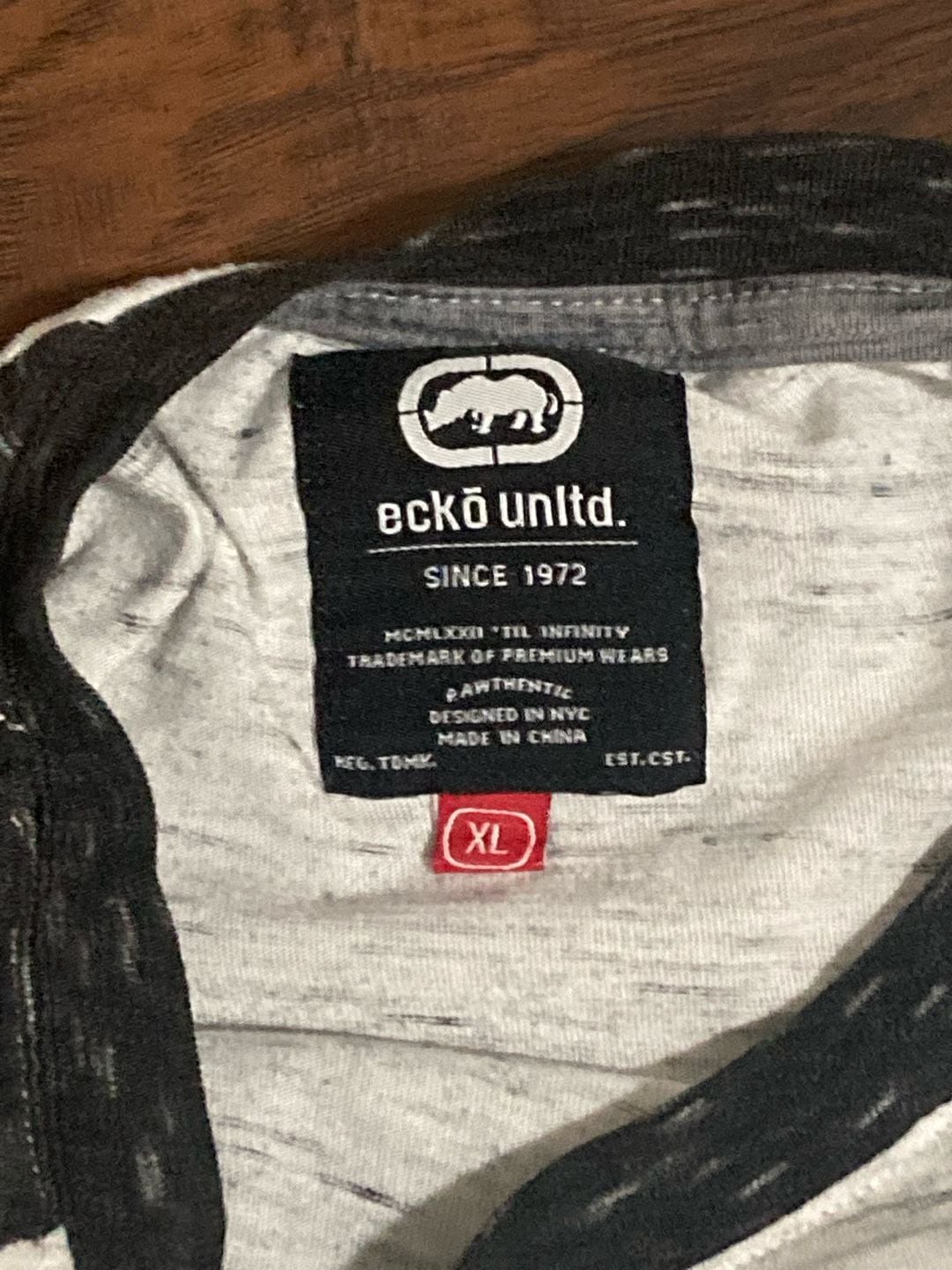 Eckö Unltd. Men's Short Sleeve Raglan Baseball T-Shirt, Grey Marled with Rhino Logo, Size XL 3