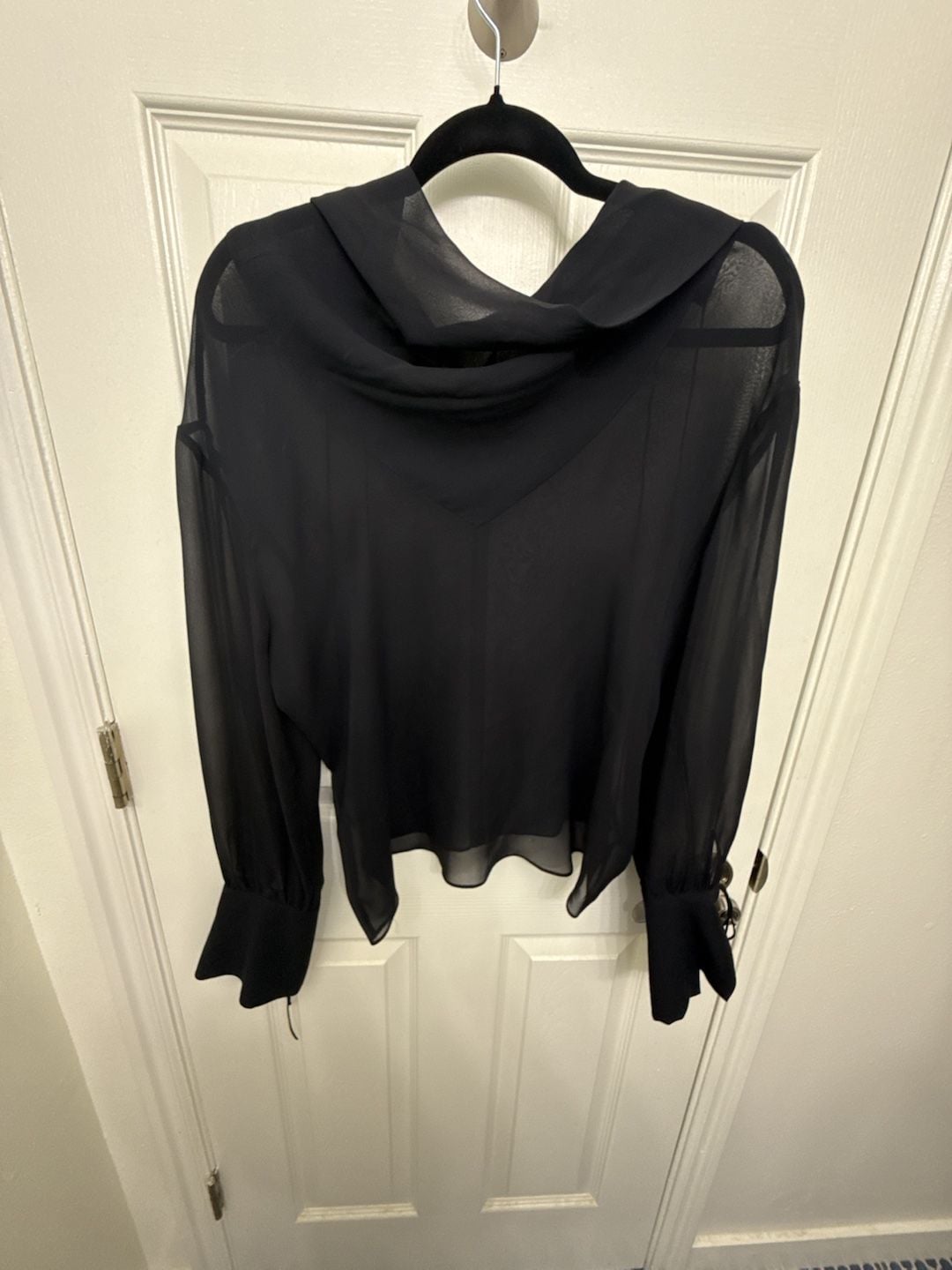 Topshop Boutique Sheer Silk Drop Hem Blouse Size 6 7
