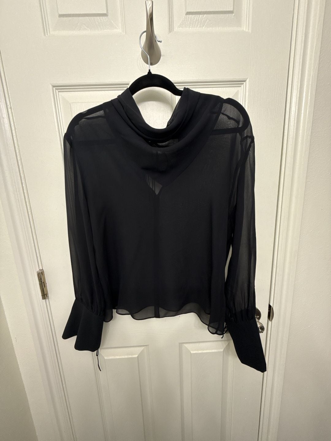 Topshop Boutique Sheer Silk Drop Hem Blouse Size 6 2