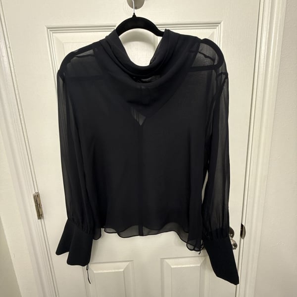 Topshop Boutique Sheer Silk Drop Hem Blouse Size 6