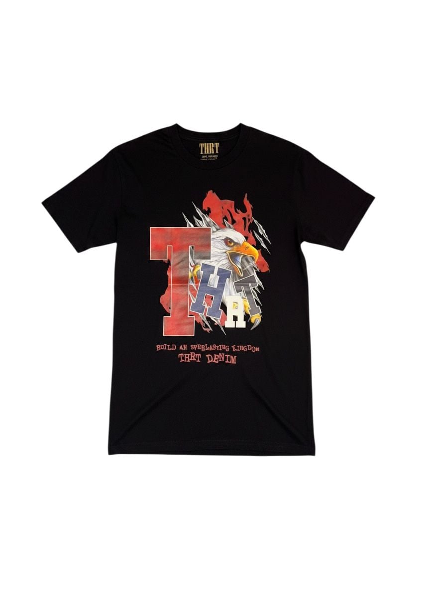 THRT Denim Eagle Graphic T-Shirt - Black 'Build An Everlasting Kingdom' 2